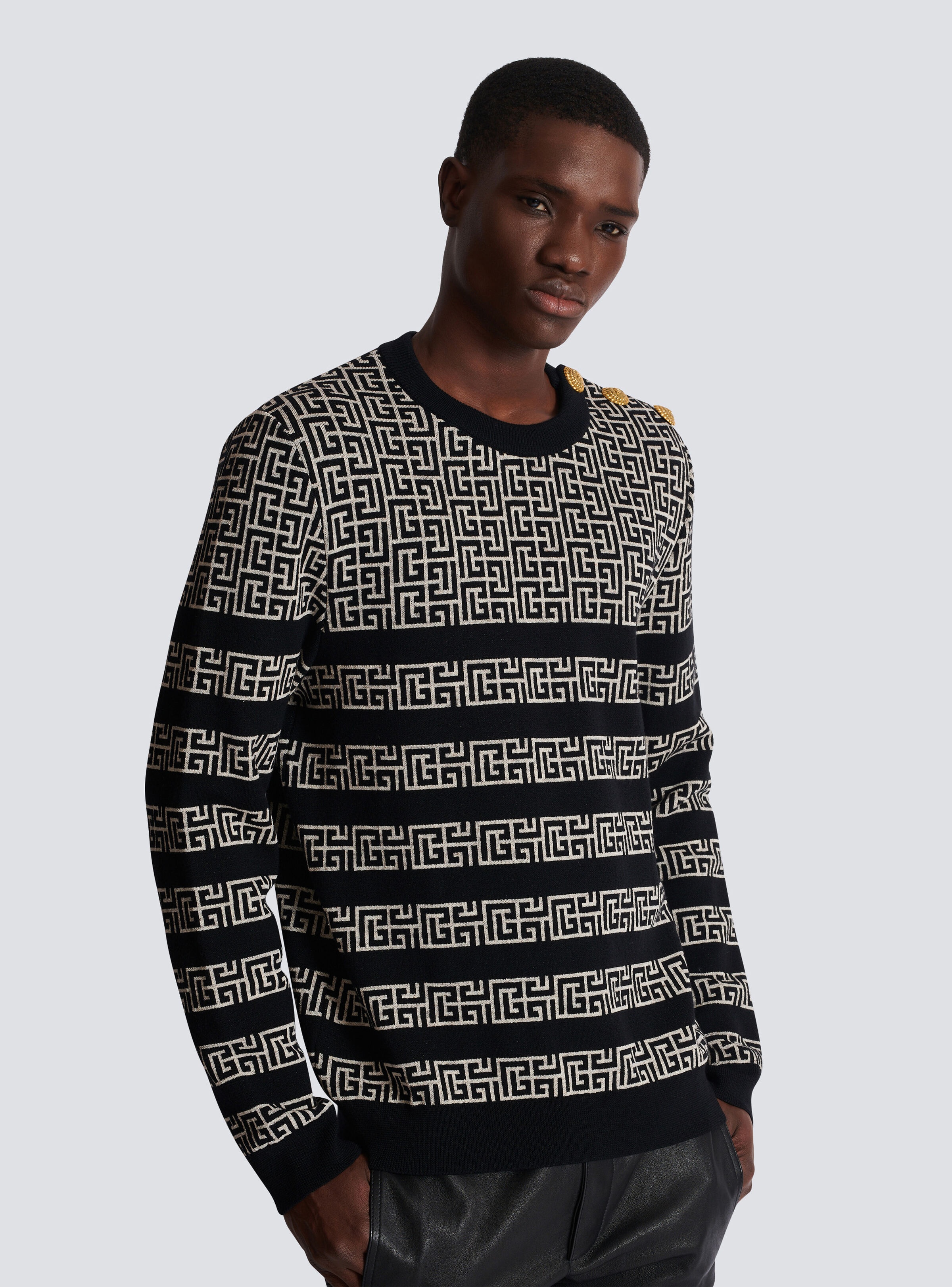 Striped PB Labyrinth wool and linen jumper - 6