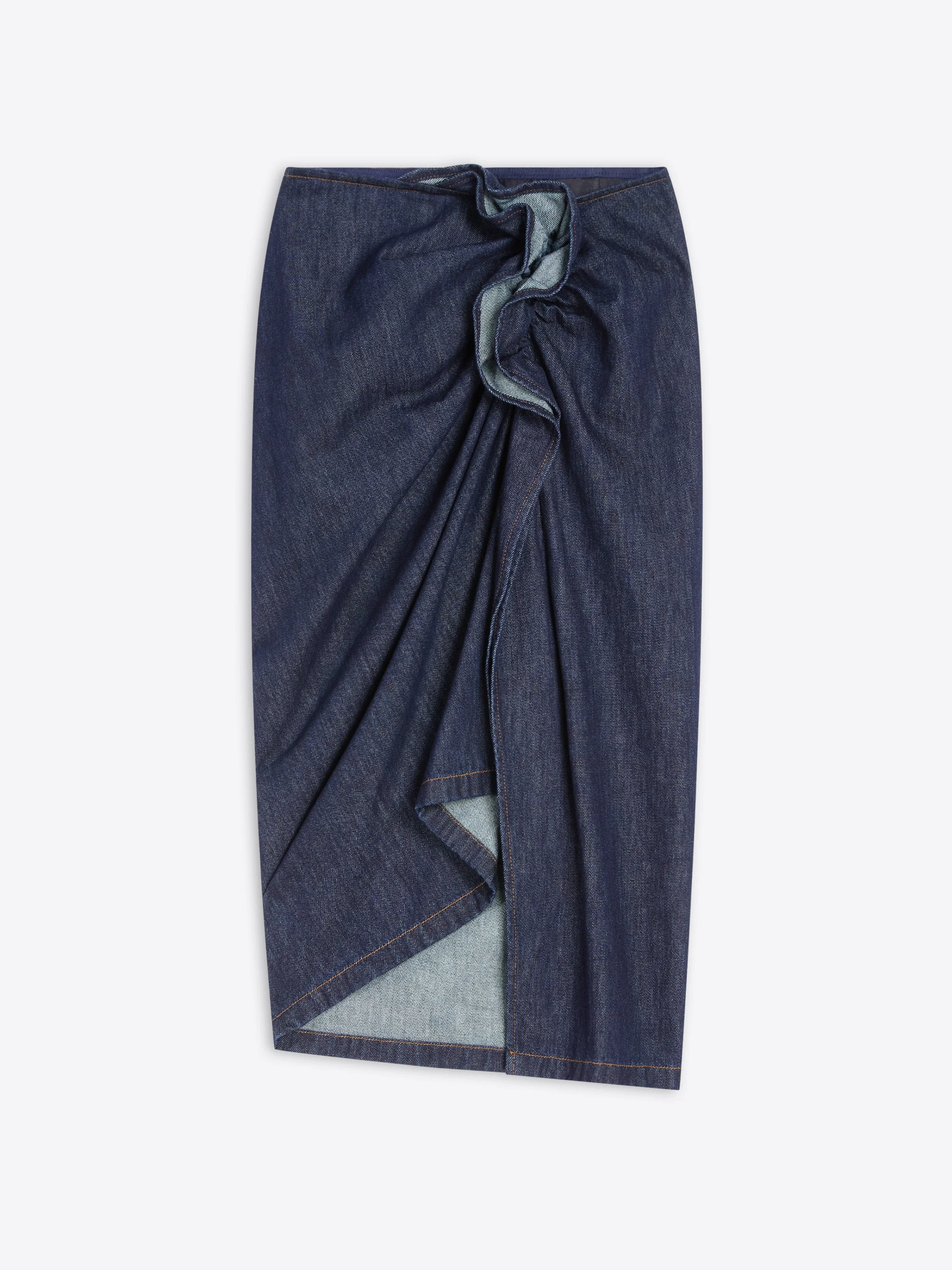 DRAPED DENIM SKIRT - 1