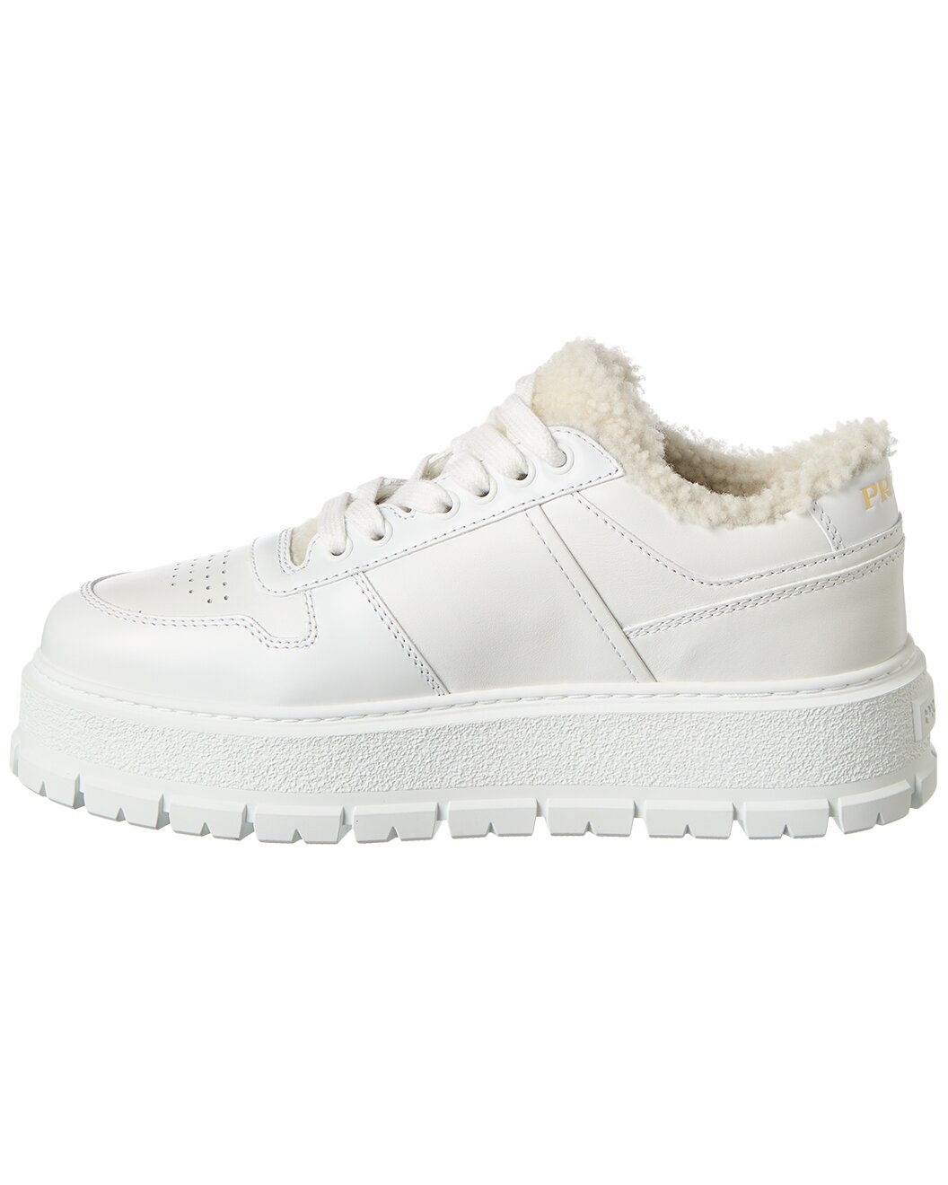 Prada Logo Leather & Shearling Platform Sneaker - 2