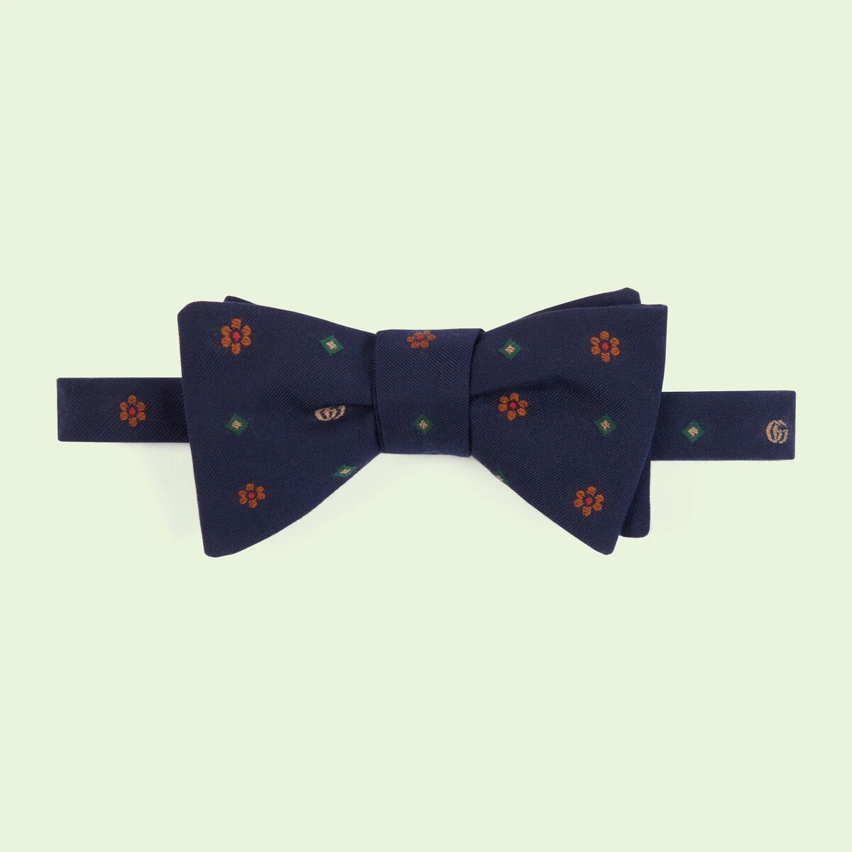Double G and flowers wool bow tie - 1