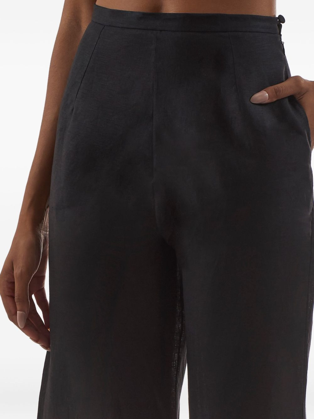 Marlino fringes-detail linen trousers - 5