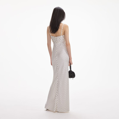 self-portrait Cream Polka Dot Satin Maxi Dress outlook