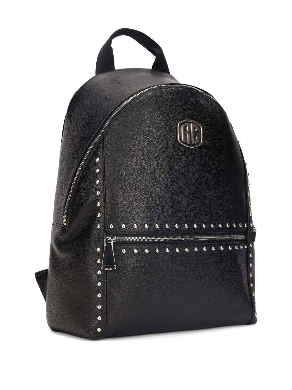 logo-plaque studded leather backpack - 5