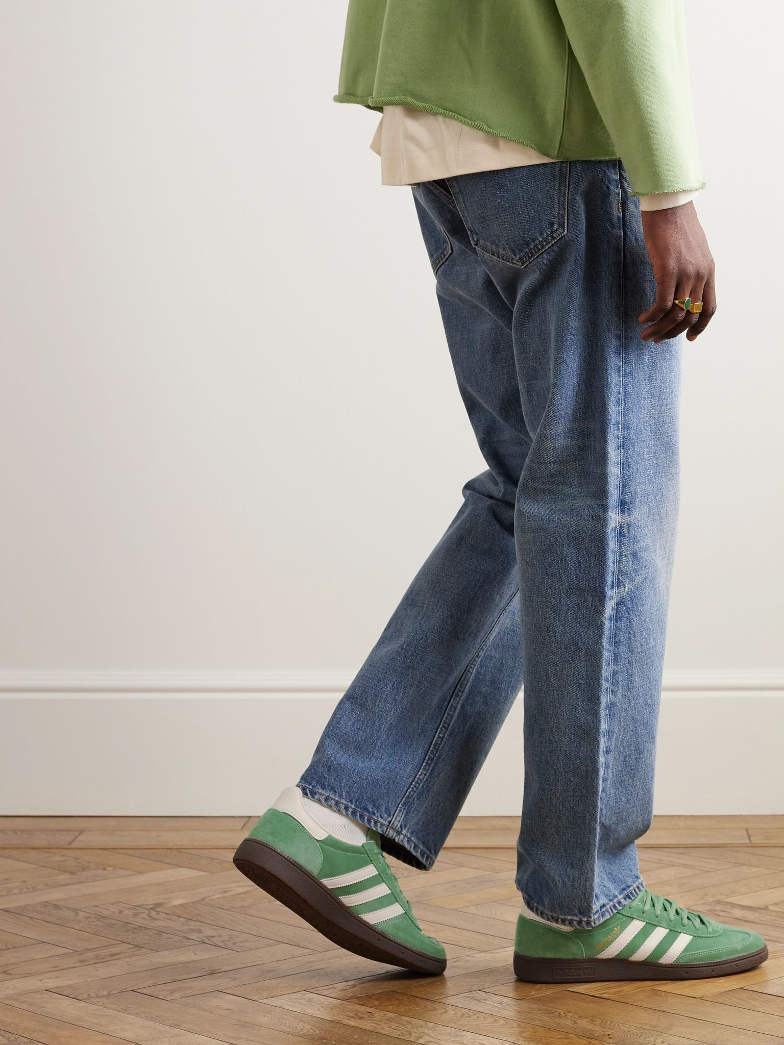 Handball Spezial Leather-Trimmed Suede Sneakers Green - 2