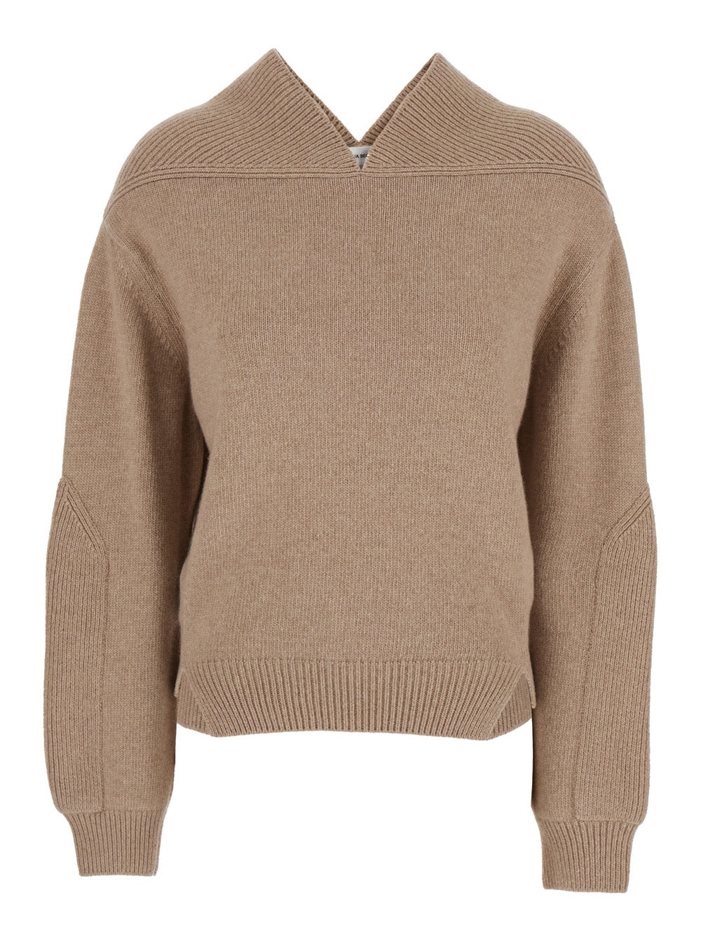 Victoria Beckham Women Beige Knit Sweater With V Neck On Front And Rear In Cashmere And Wool Woman - 1