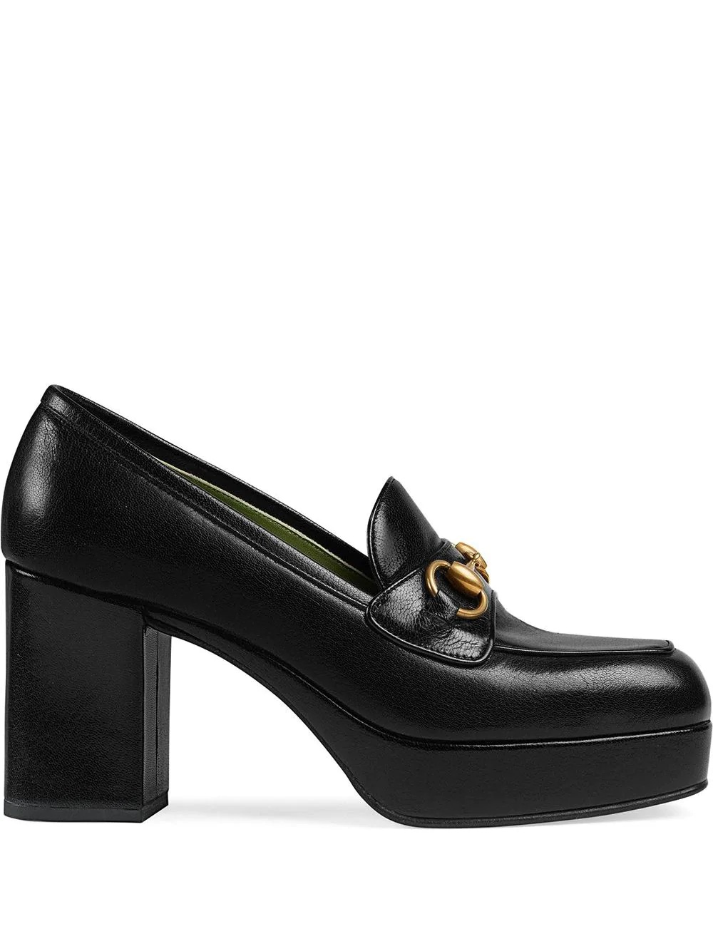 Leather platform loafer with Horsebit - 1