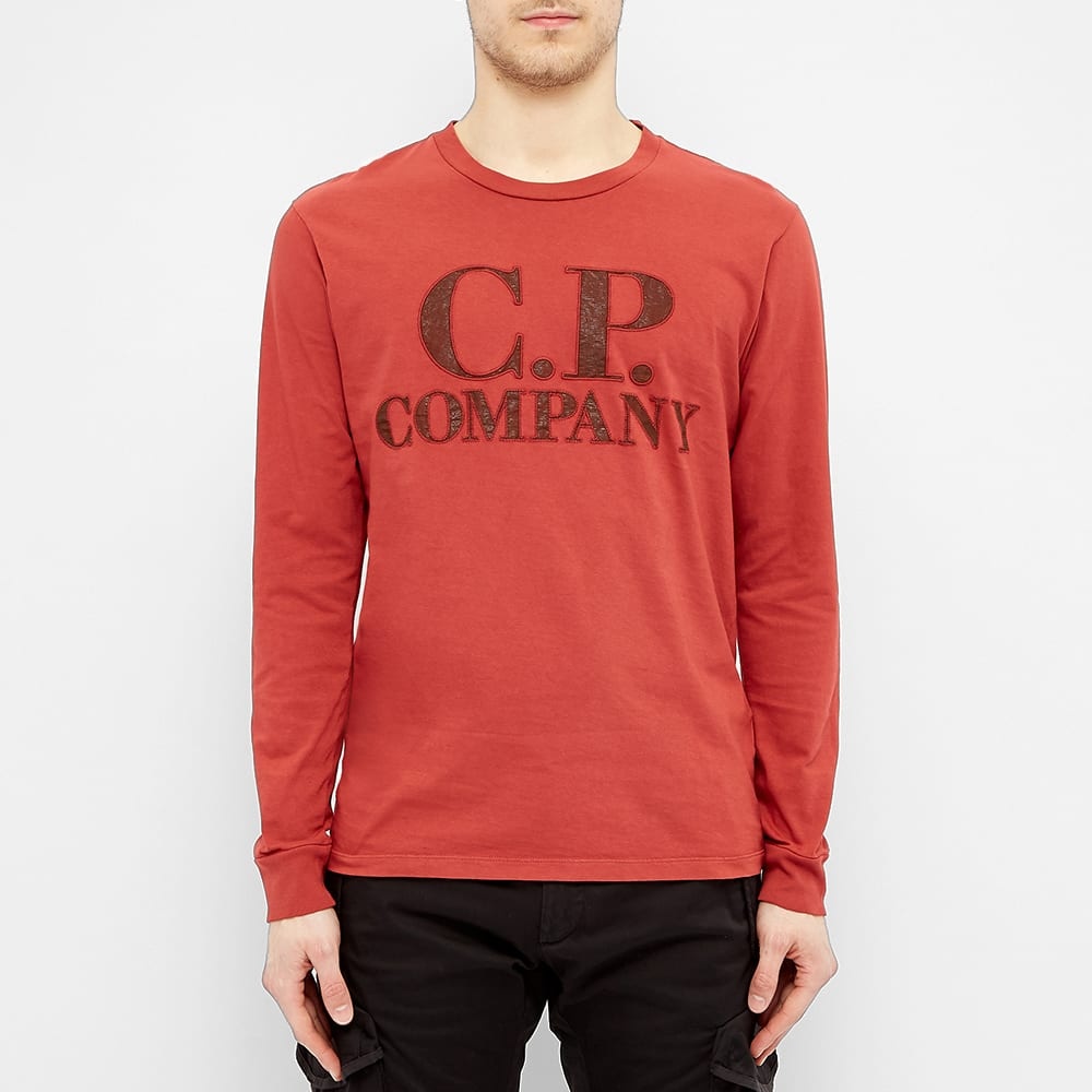 C.P. Company Long Sleeve P.Ri.S.M Garment Dyed Intarsia Logo Tee - 3