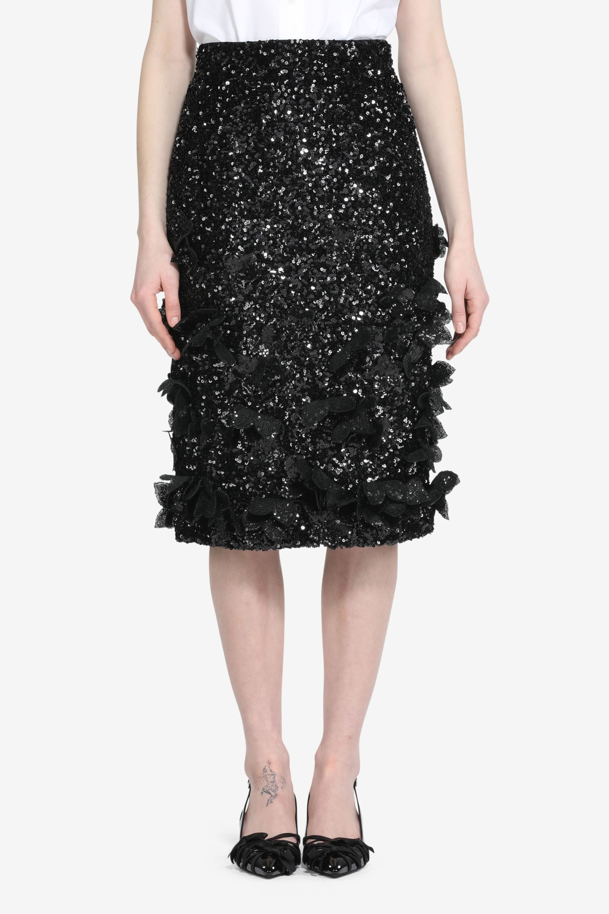 SEQUINNED MIDI SKIRT - 1