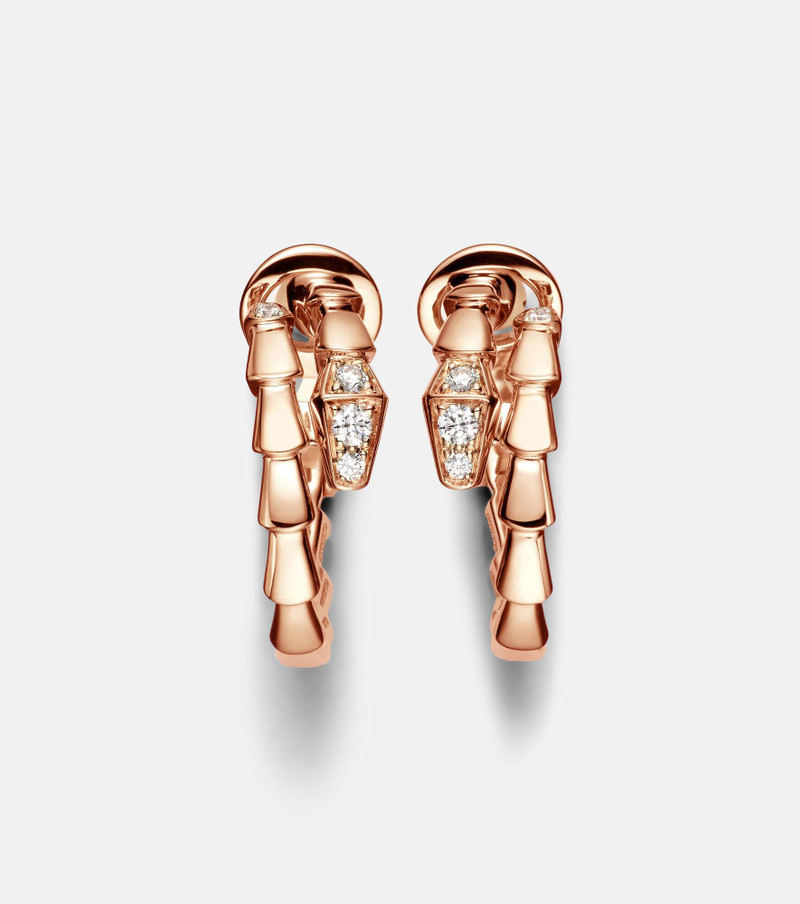 Serpenti Viper 18kt rose gold hoop earrings with diamonds - 1