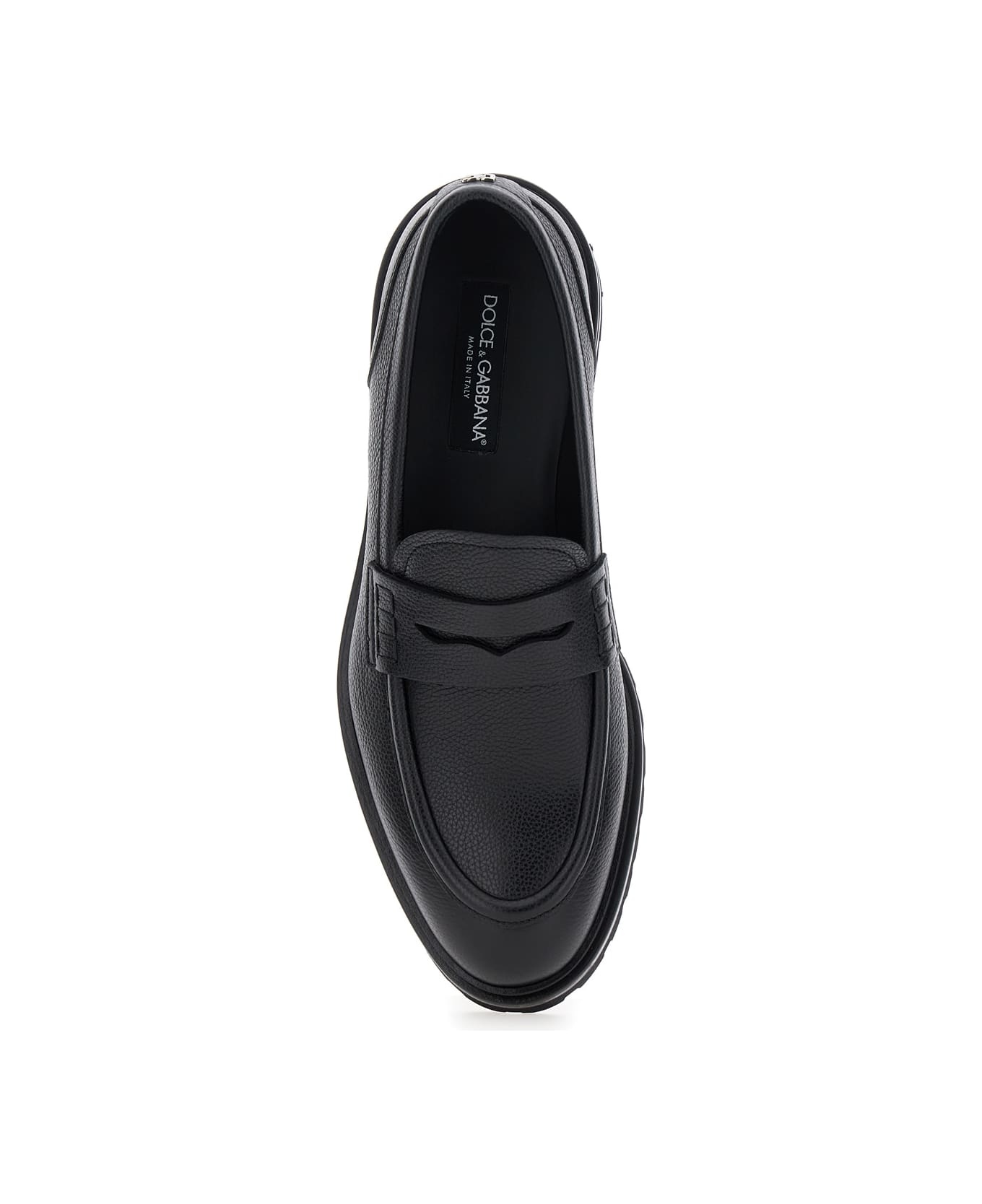 'altavilla' Black Loafers With Dg Logo On The Heel In Brushed Leather Man - 4