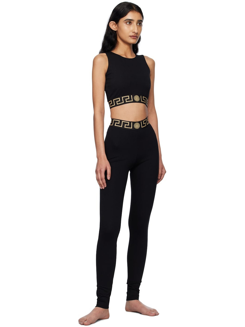 VERSACE Black Greca Border Leggings outlook