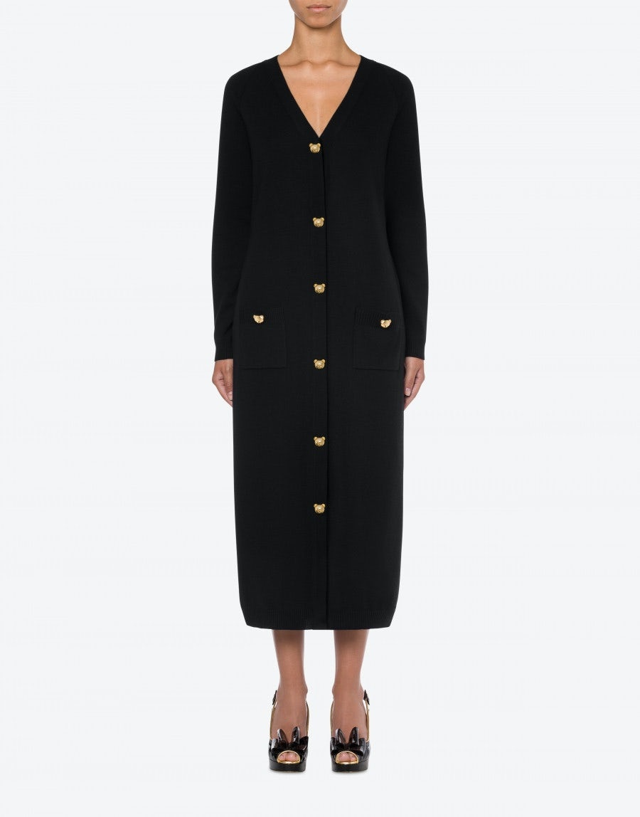 TEDDY BUTTONS LONG WOOL CARDIGAN - 2