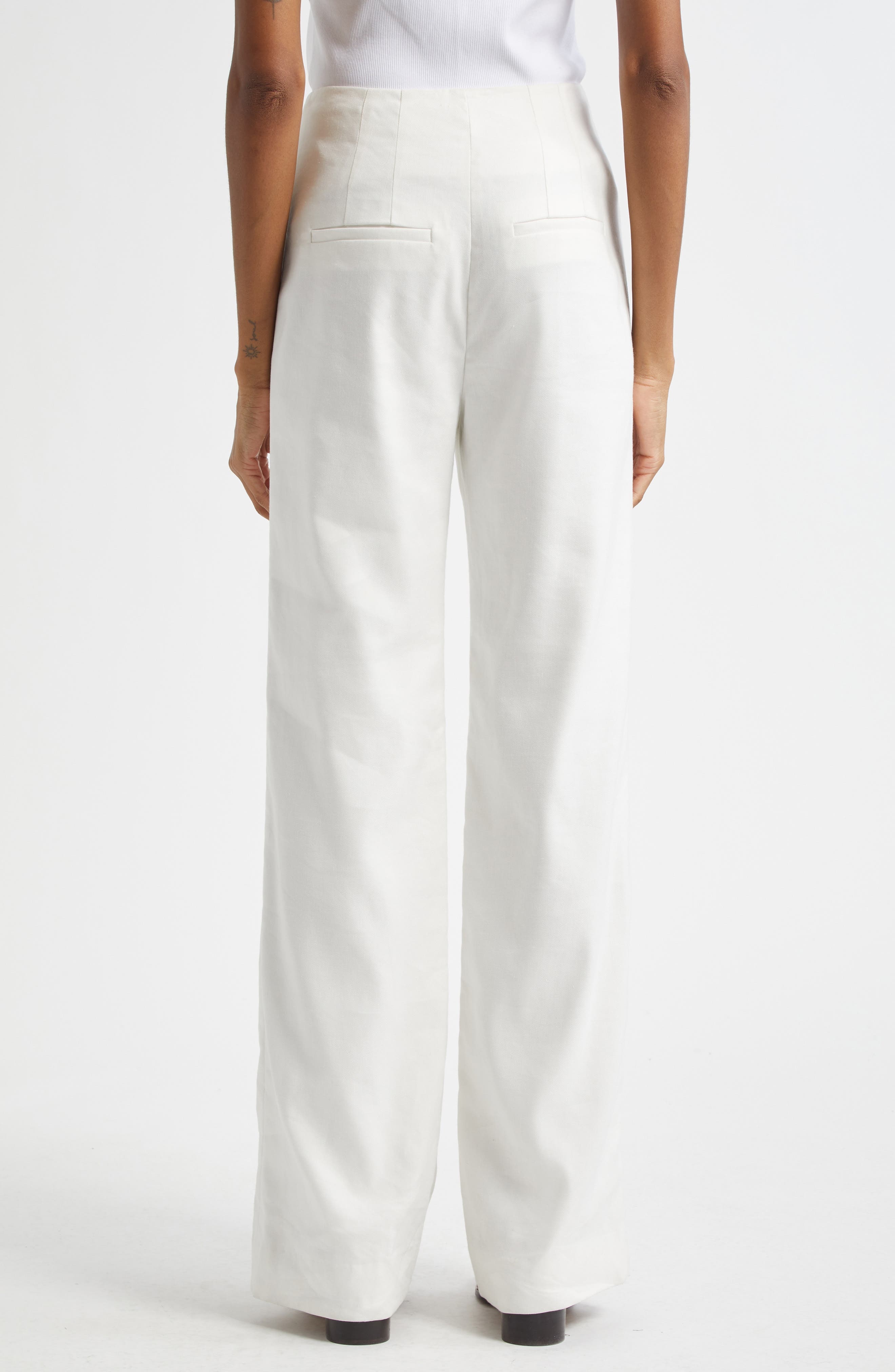 Veronica Beard Jude Wide Leg Linen Blend Pants in Off White at Nordstrom - 2
