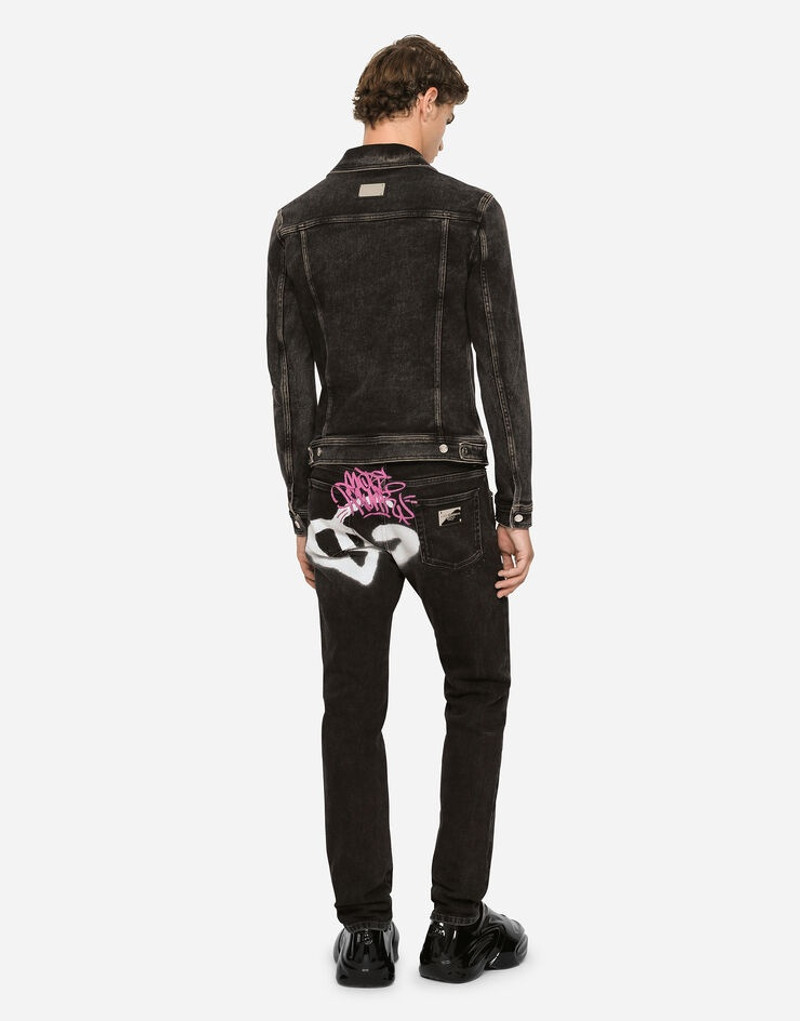 Dolce & Gabbana Black skinny jeans with spray-paint DG print outlook