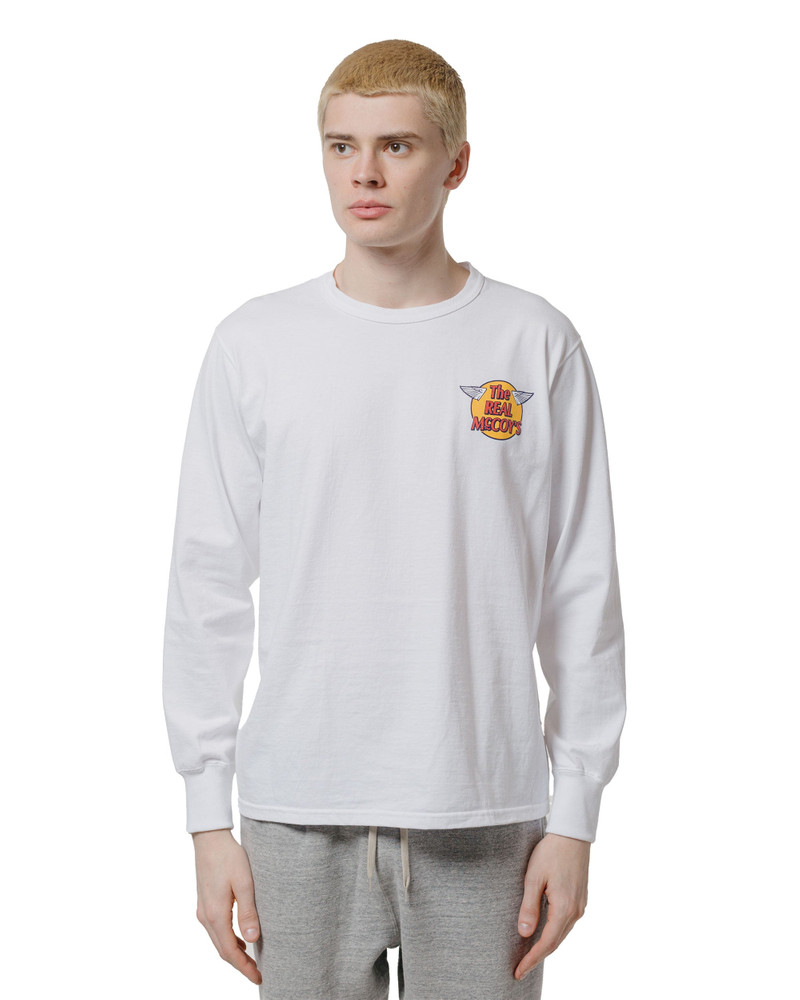 The Real McCoys MC24003 Logo Tee L/S White outlook
