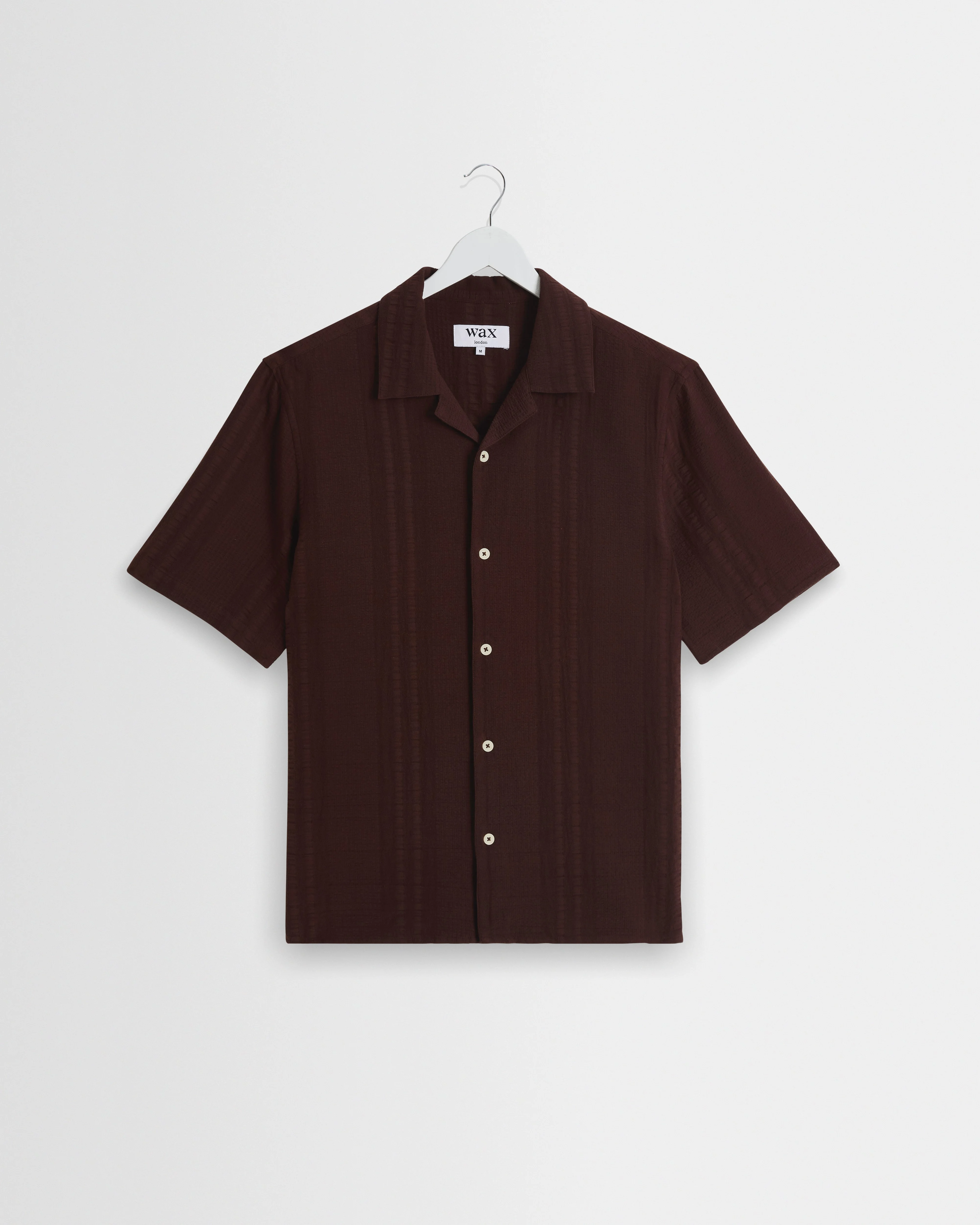 Didcot - Brown Double-Weave Seersucker Short-Sleeve Shirt - 1