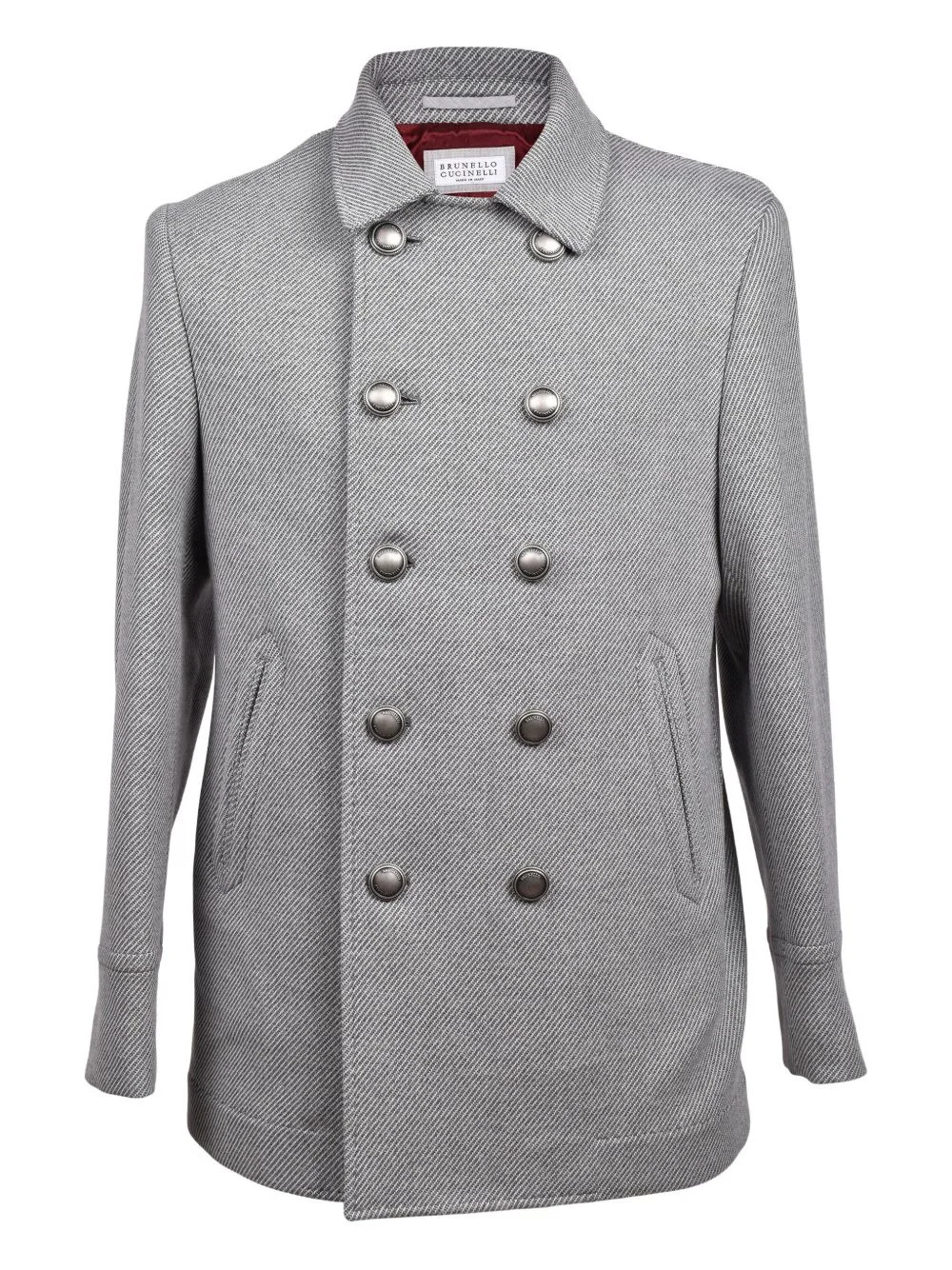 herringbone double-breasted jacket - 1