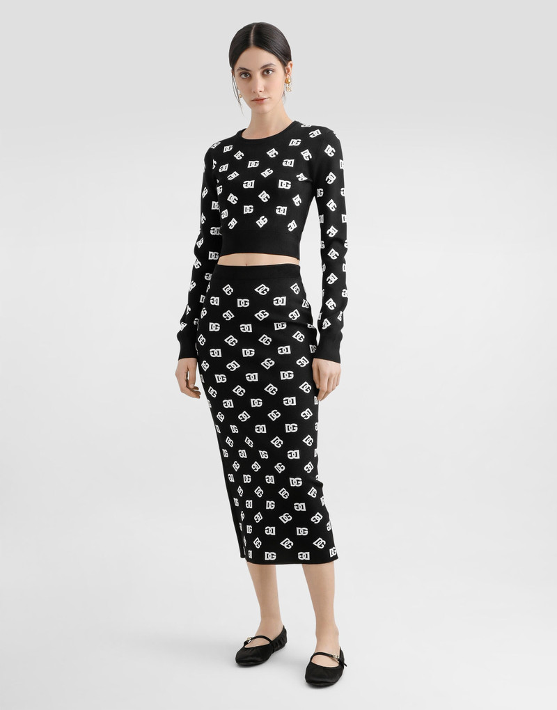 Dolce & Gabbana Viscose pencil skirt with jacquard DG logo outlook