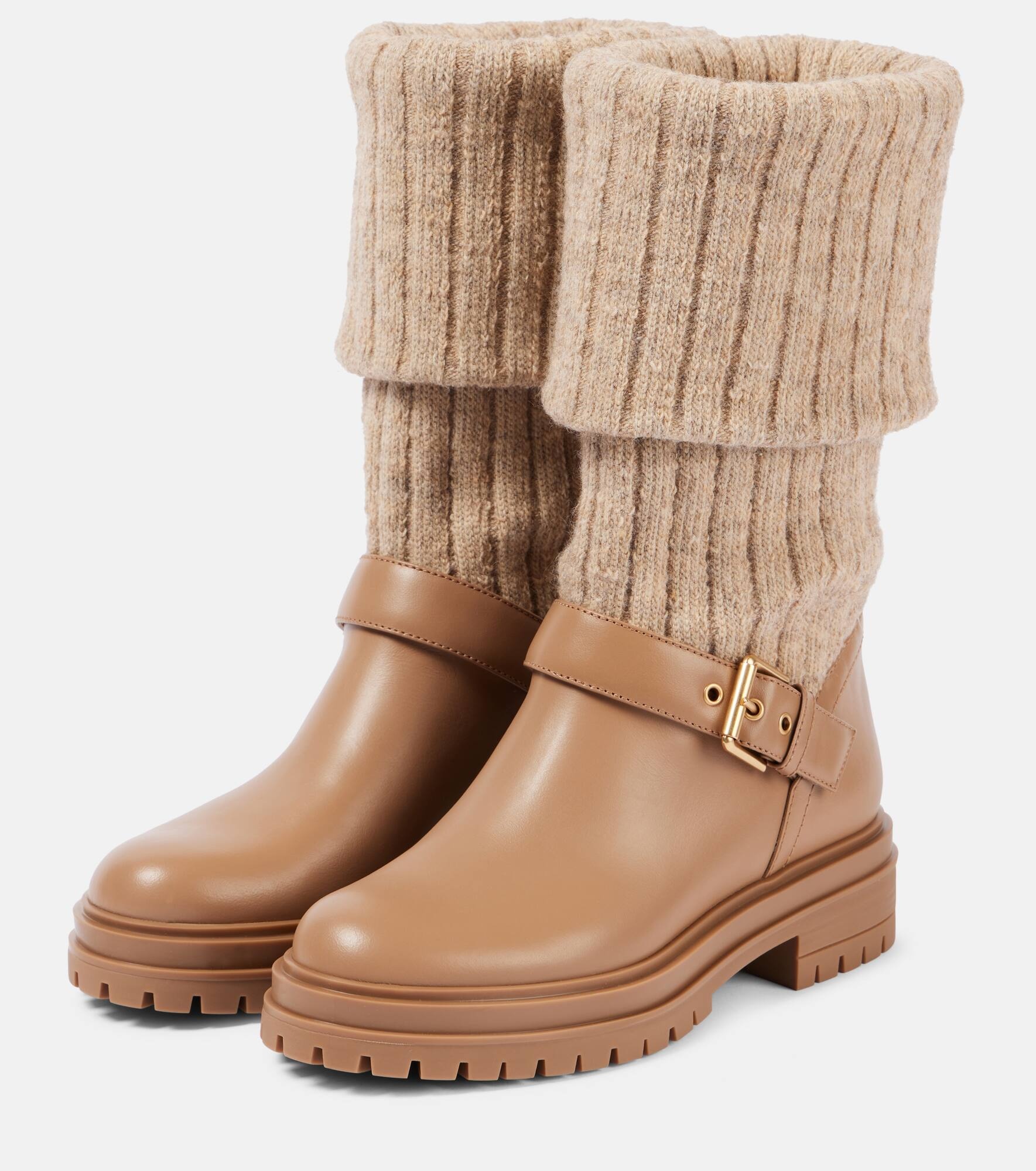 Thurso leather-trimmed biker boots - 4