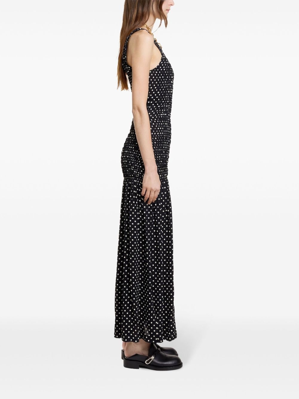 polka-dot crepe long dress - 3