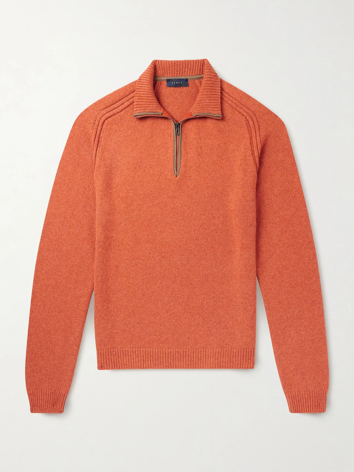 Leather-Trimmed Cashmere Half-Zip Ski Sweater - 1