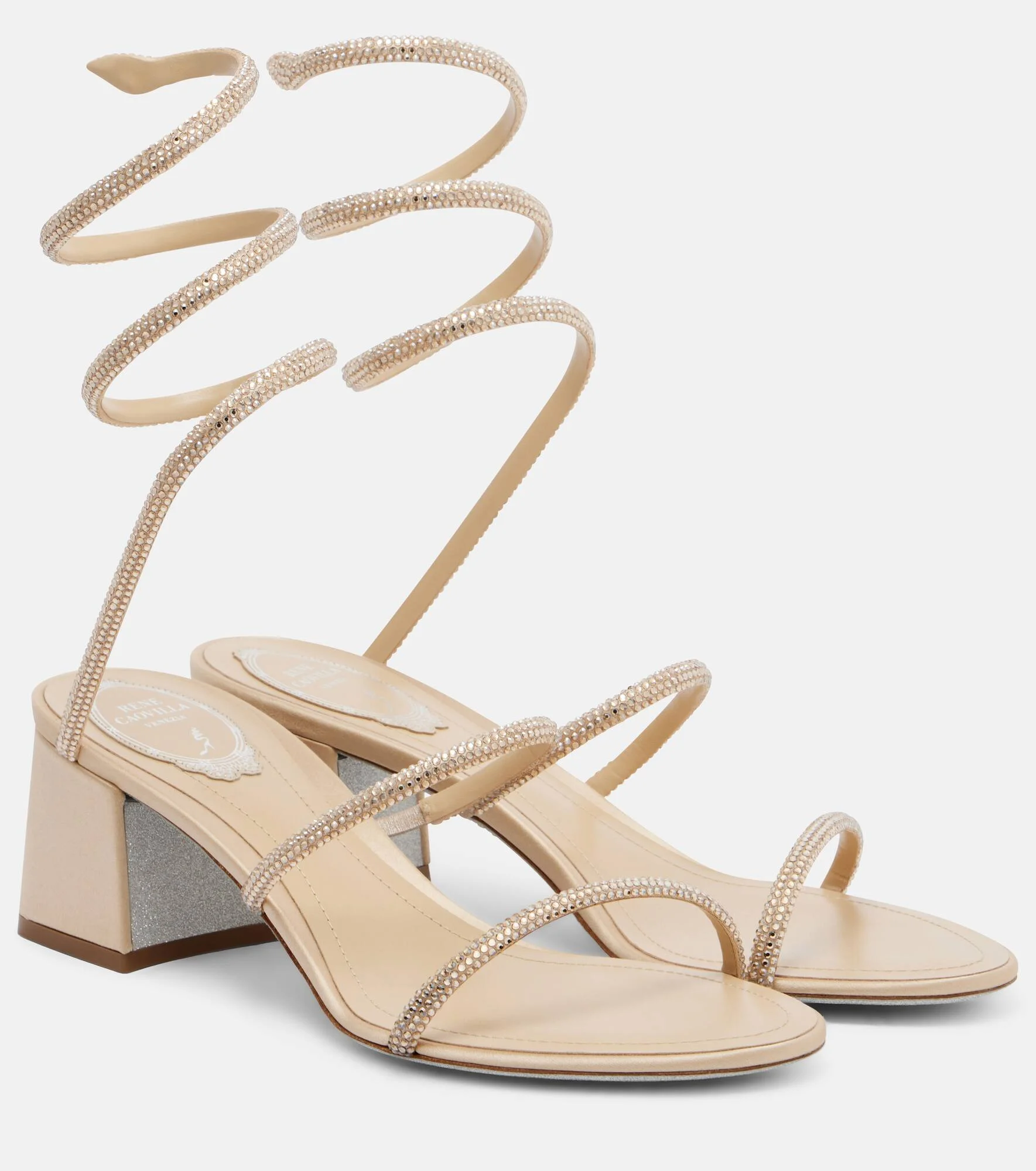 Cleo crystal-embellished satin sandals - 1