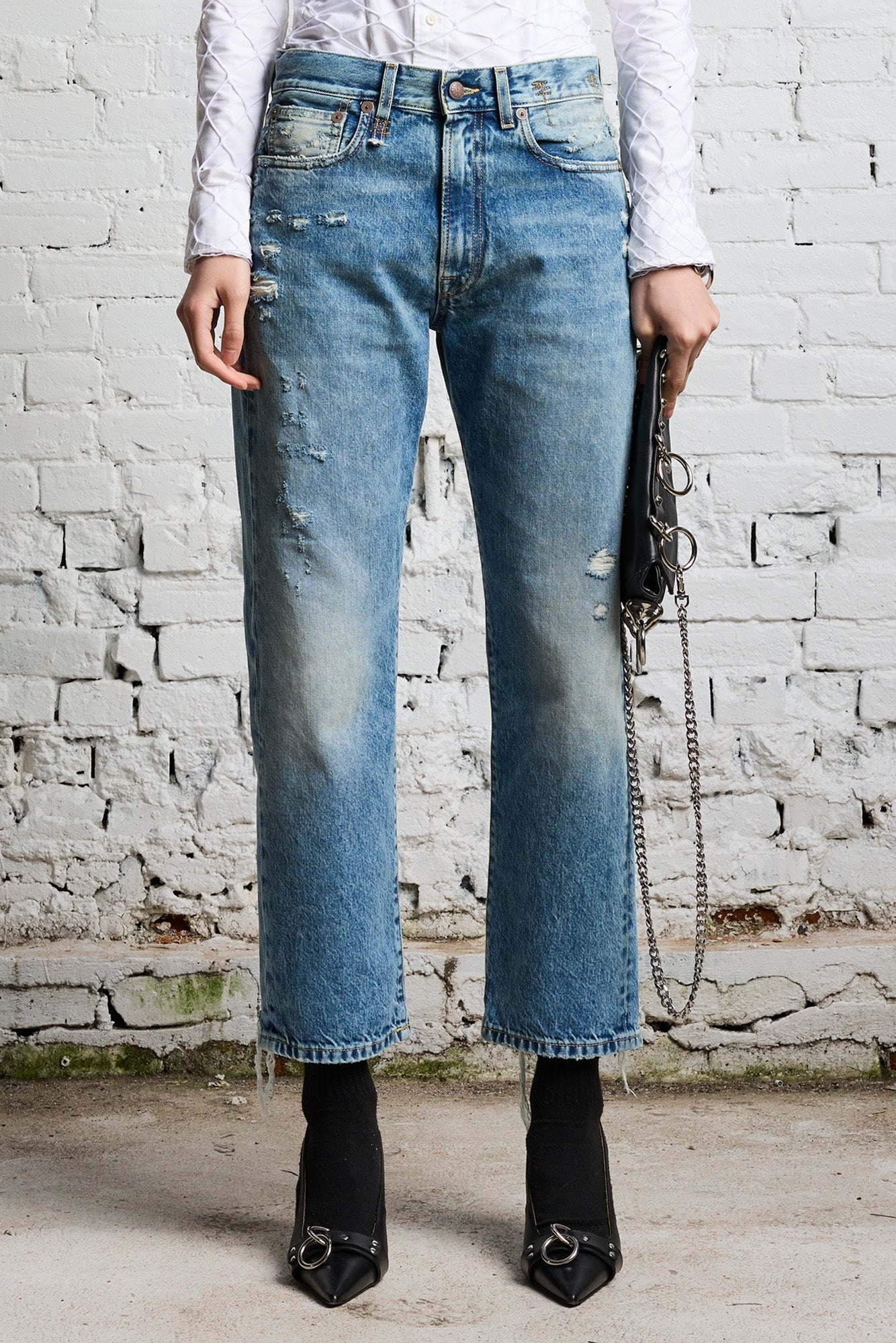 Boyfriend Jean- Bain with Rips | R13 - 4