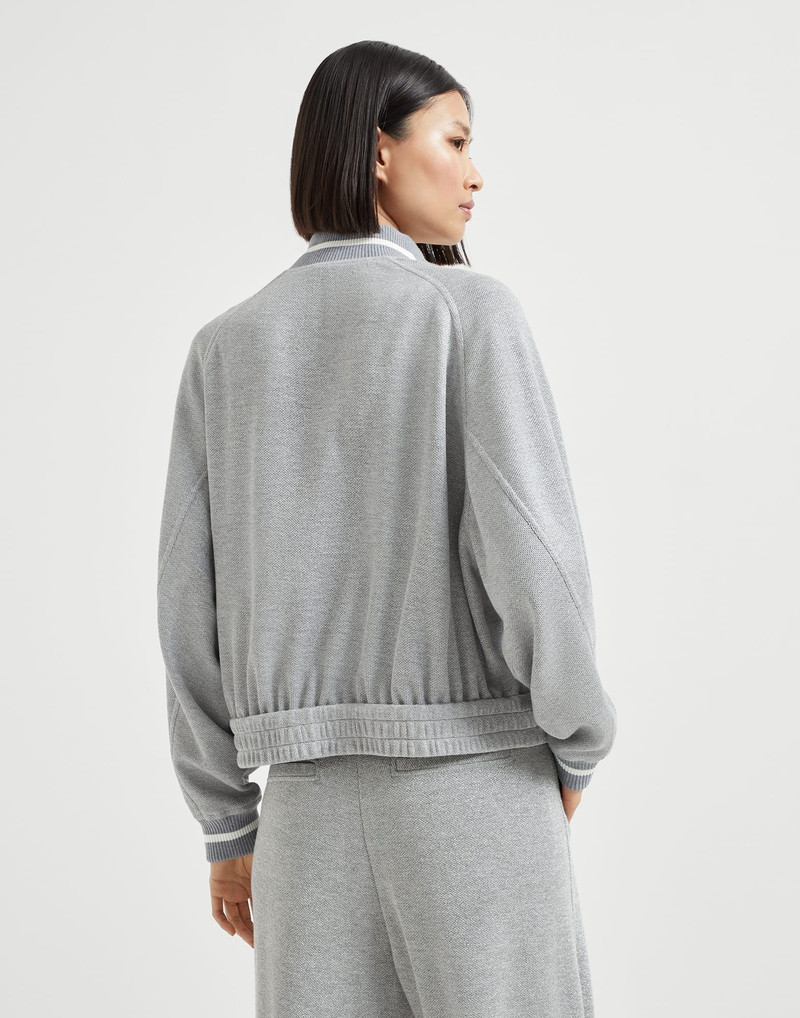 Brunello Cucinelli Sparkling piqué sweatshirt in cotton and viscose with zipper outlook