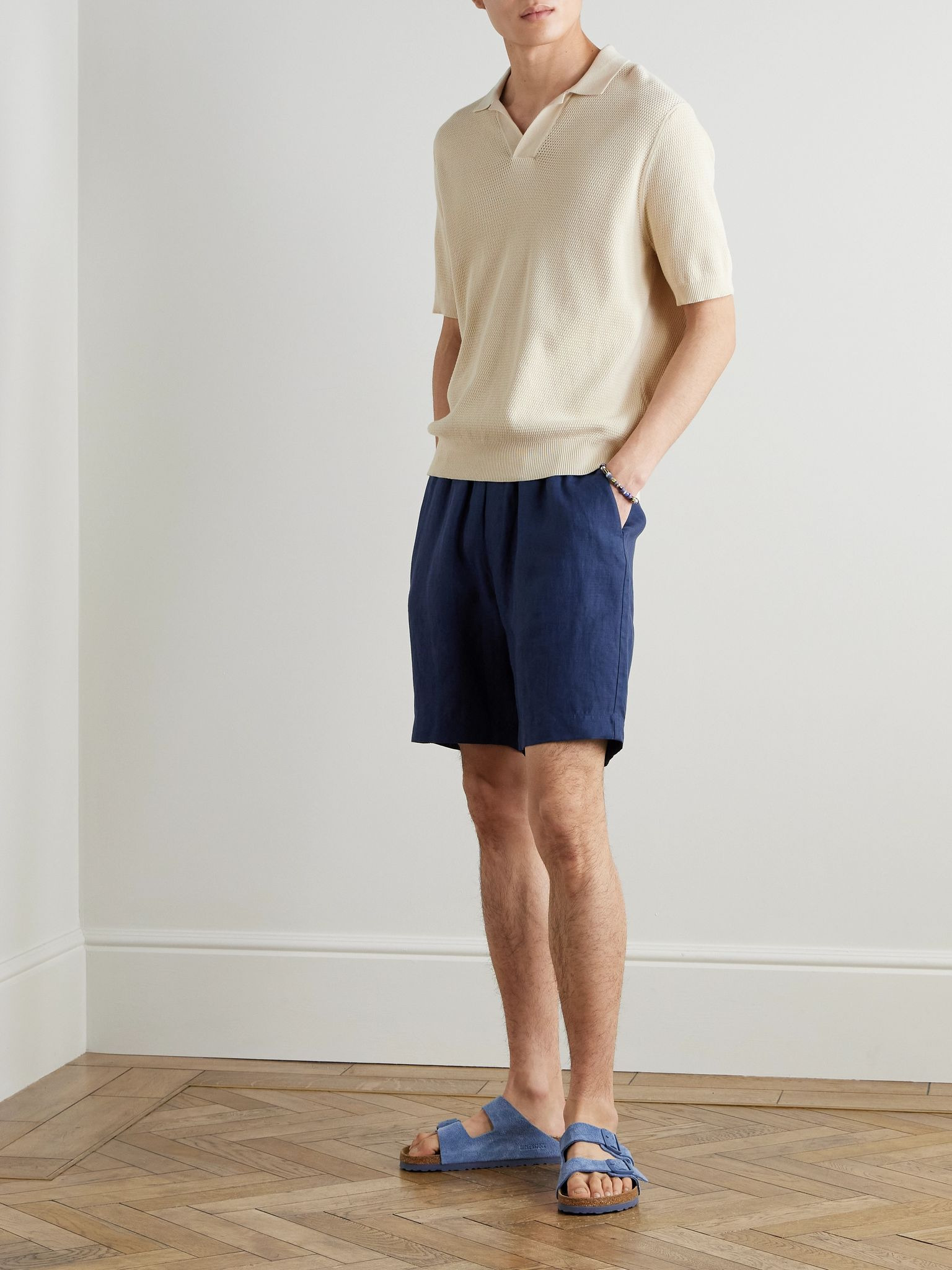 Cotton-Mesh Polo Shirt Ecru - 2