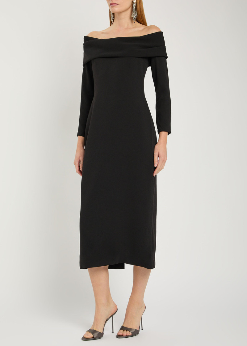 SOLACE LONDON Solace London Yuni Off-the-shoulder Crepe Midi Dress outlook