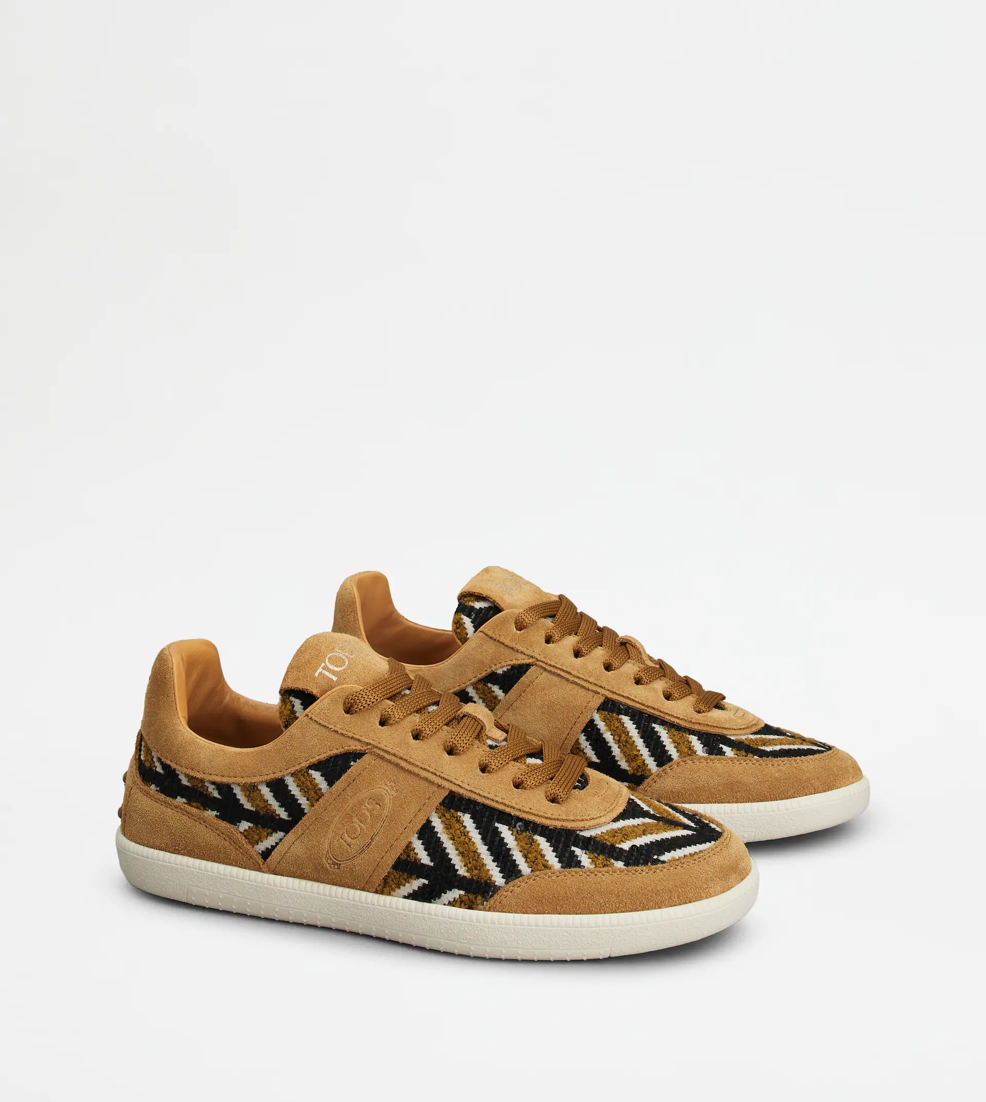 TOD'S TABS SNEAKERS IN SUEDE AND FABRIC - BROWN - 4