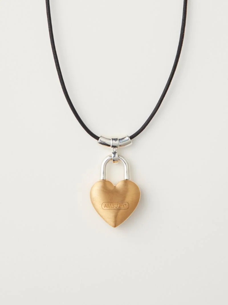 SMALL HEART PADLOCK CHARM NECKLACE - 1