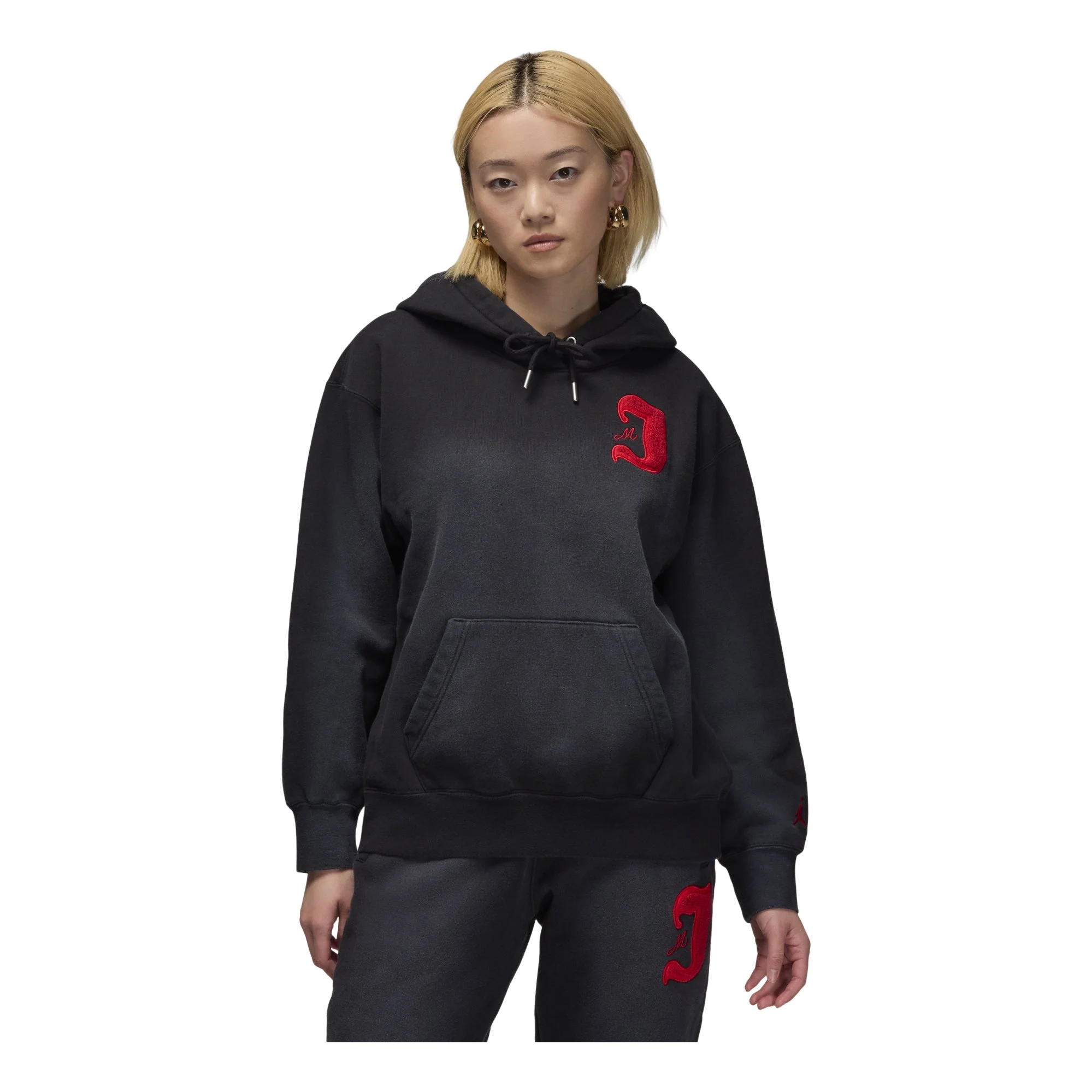 (WMNS) Air Jordan Flight Fleece Satin-Lined Hoodie Asia Sizing 'Black' FV7063-010 - 1