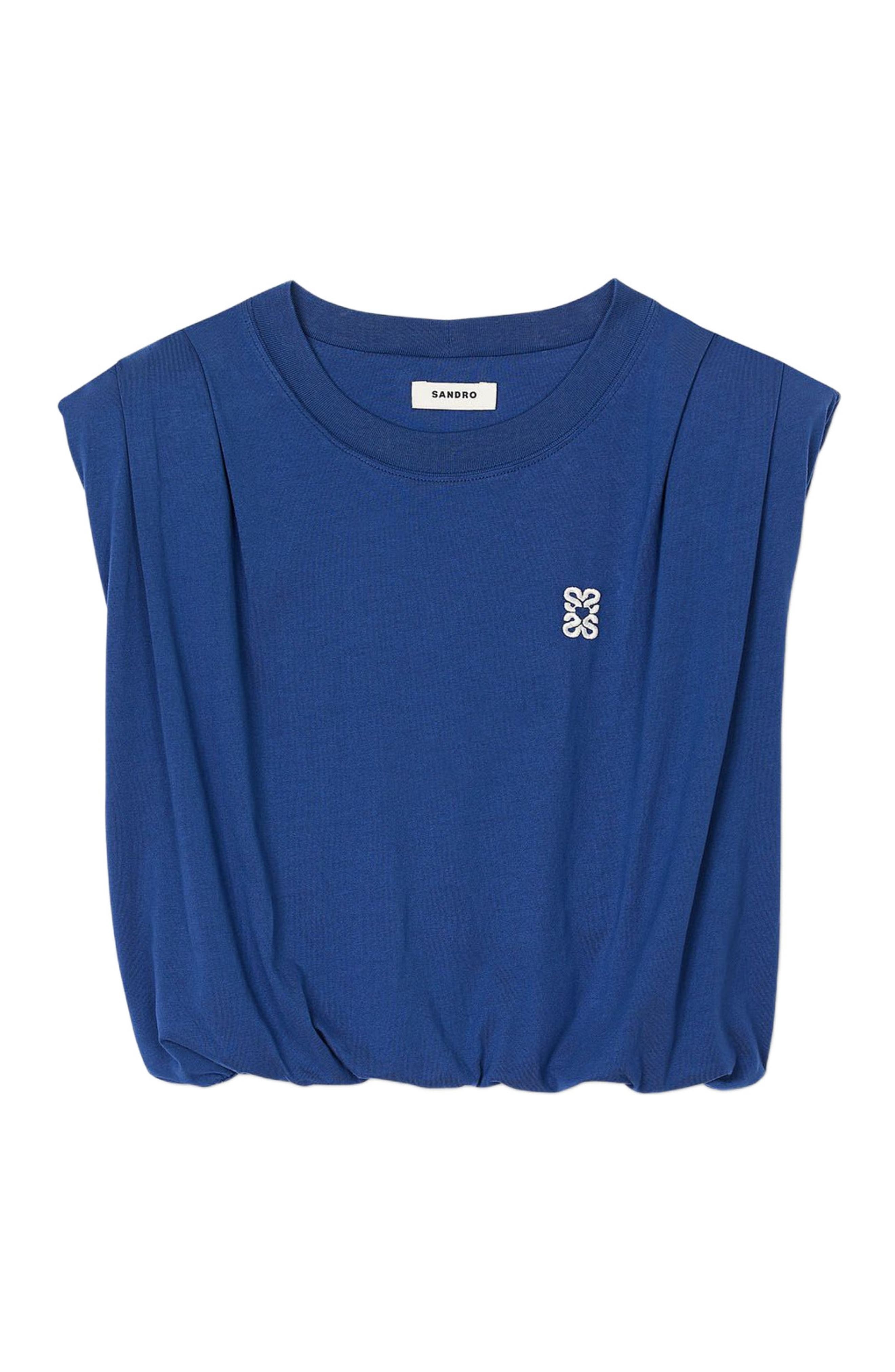 SANDRO Short draped T-shirt in Navy Blue at Nordstrom - 5