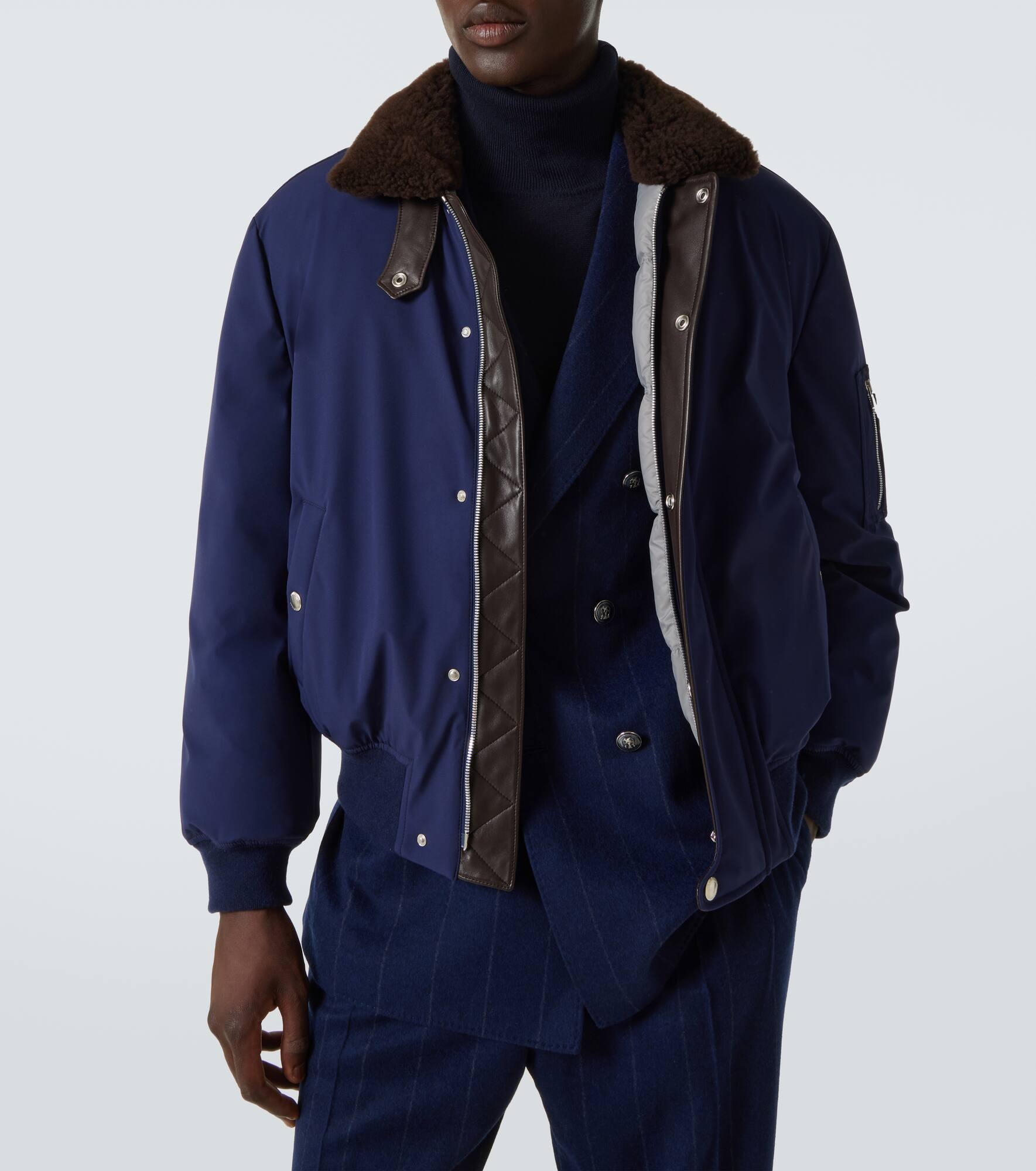 Shearling-trimmed bomber jacket - 5