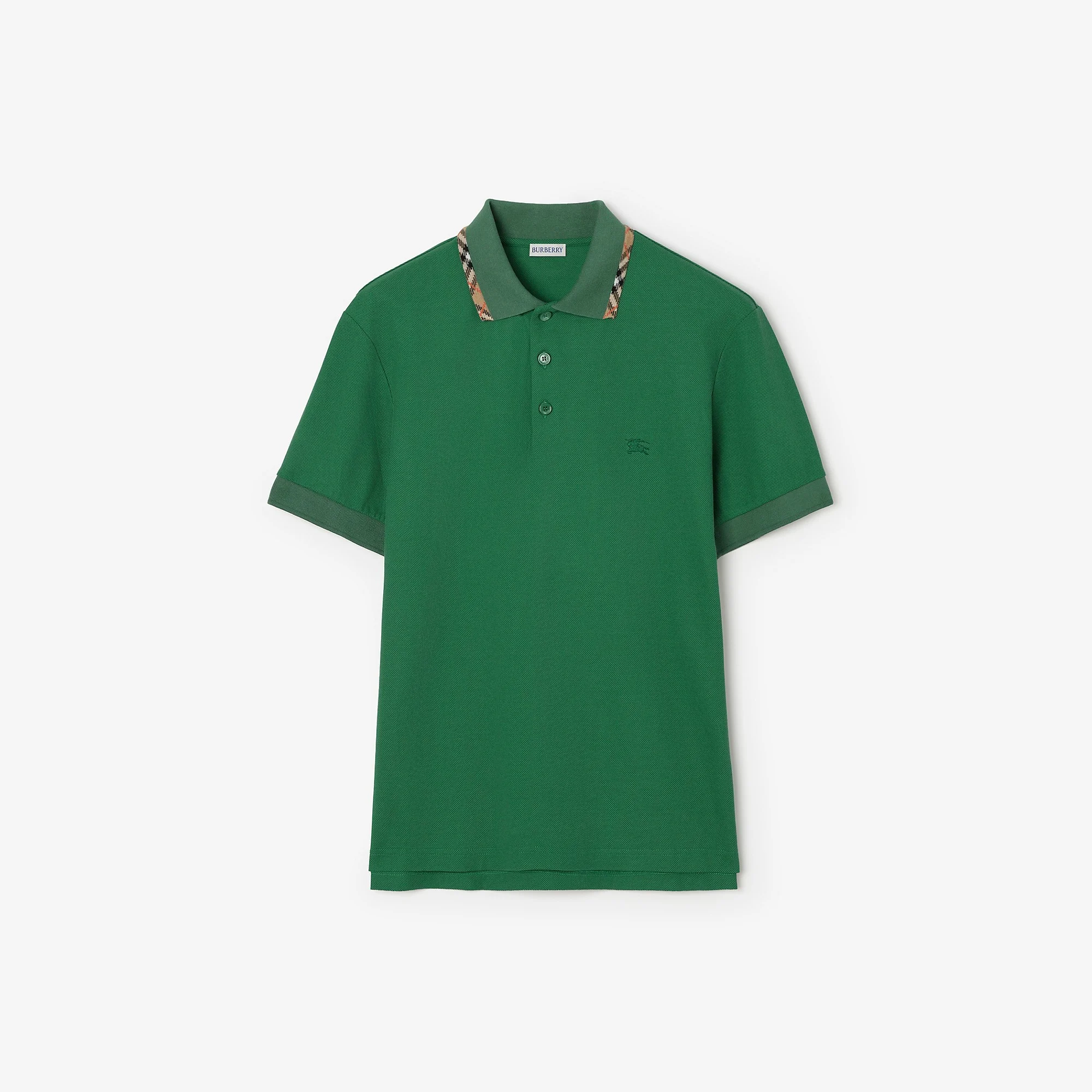 Check Trim Cotton Polo Shirt - 1