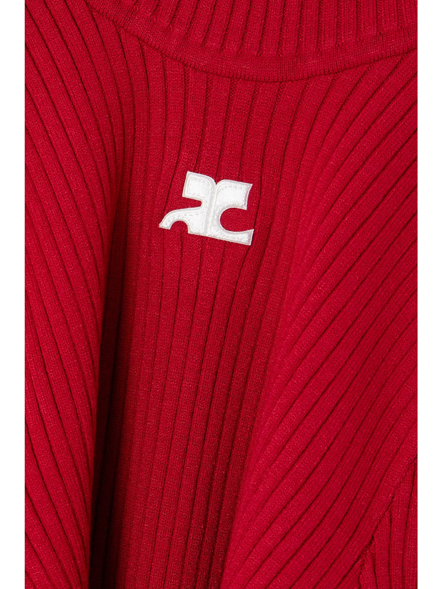 Embroidered ribbed-knit top Red - 4