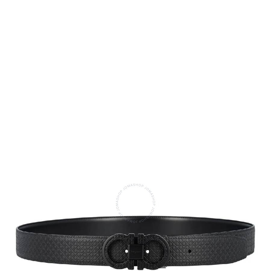 Salvatore Ferragamo Black Reversible And Adjustable Gancini Belt, - 3