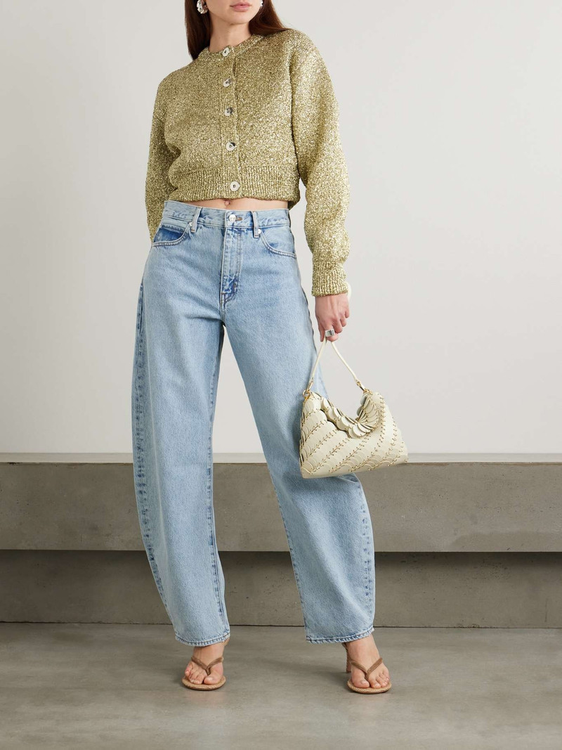 rabanne Metallic wool-blend cardigan Gold outlook
