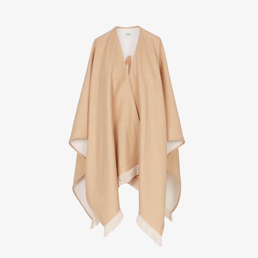 Beige wool poncho - 1