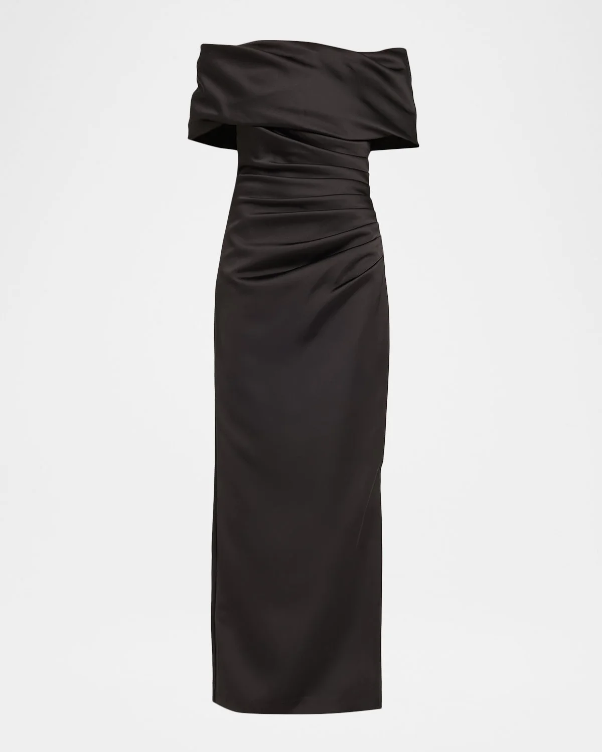 Valencia Pleated Off-Shoulder Column Gown - 1