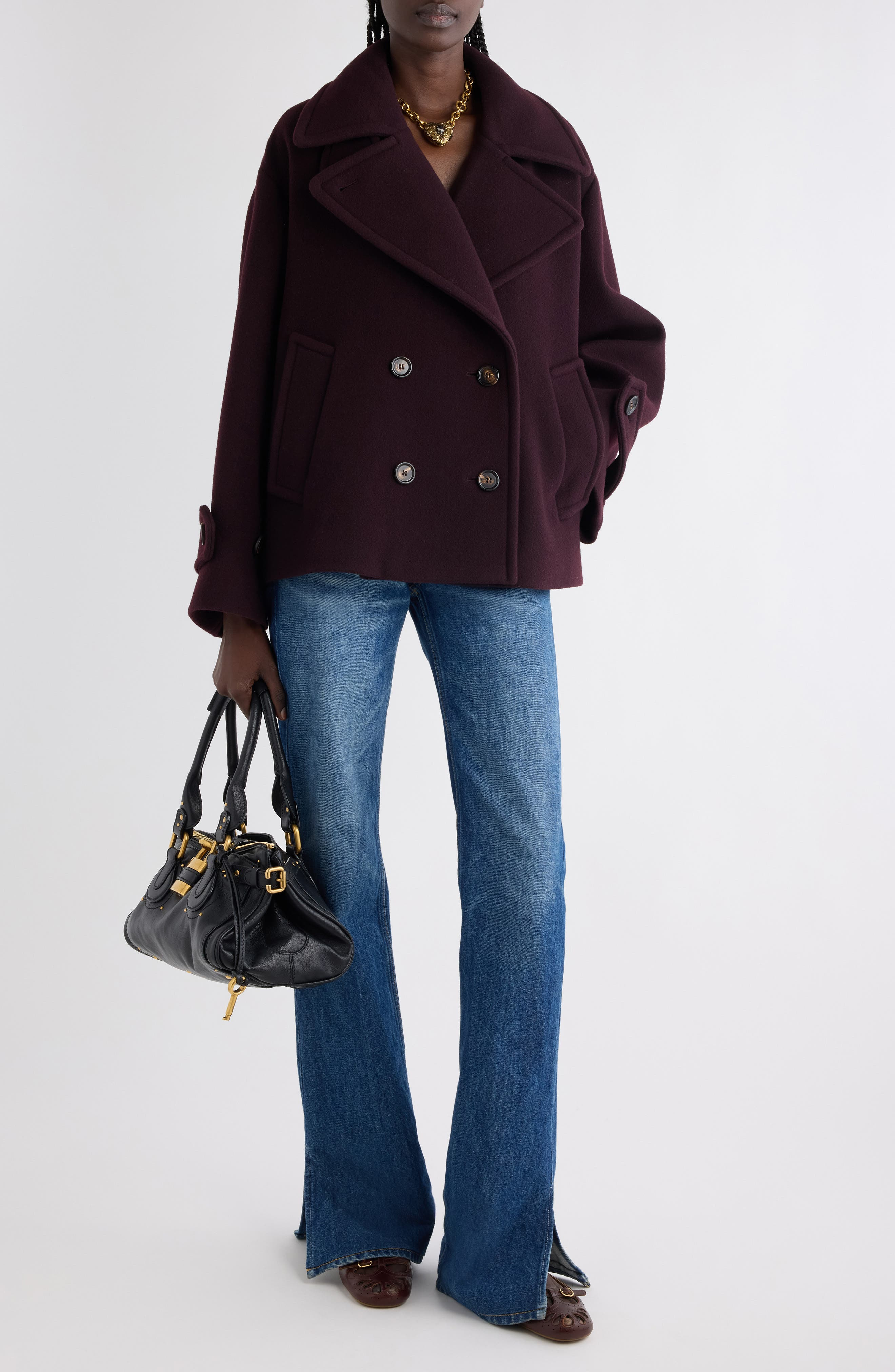 Chloé Iconic Soft Wool Blend Coat in Deep Purple at Nordstrom - 2