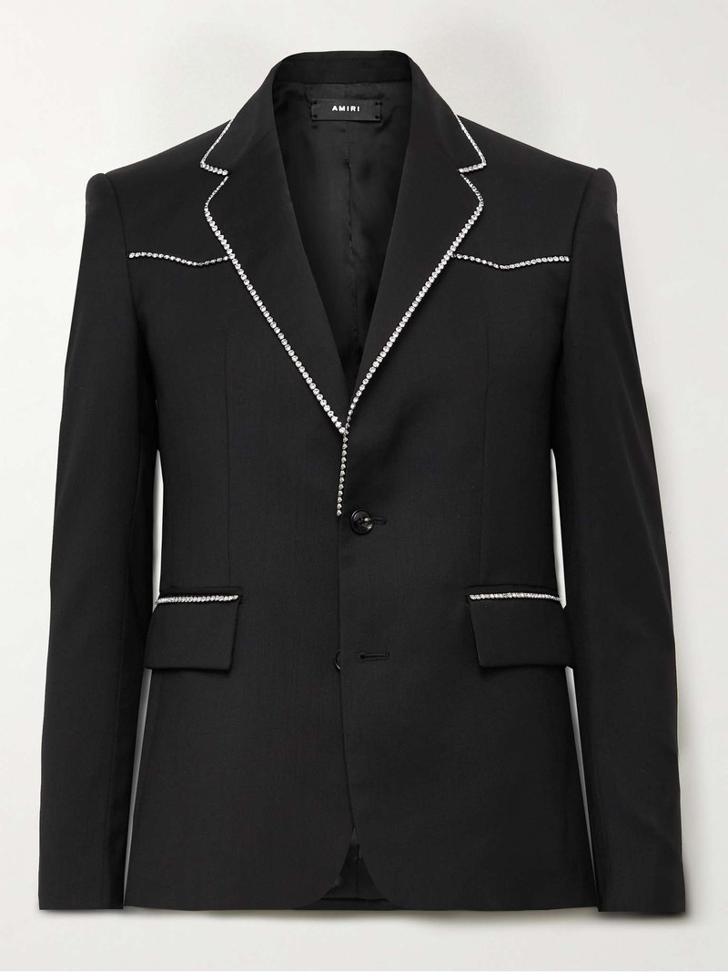 Slim-Fit Crystal-Embellished Wool-Twill Suit Jacket - 1