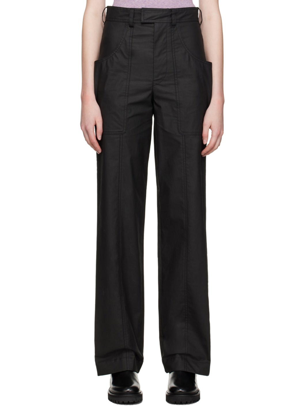 Black Glatiny Trousers - 1