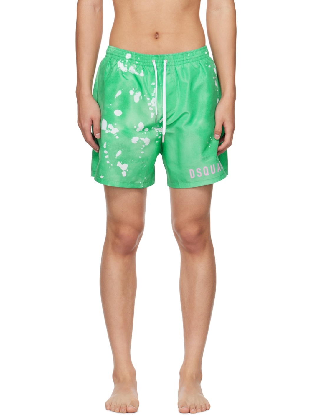 Green Bleached Swim Shorts - 1