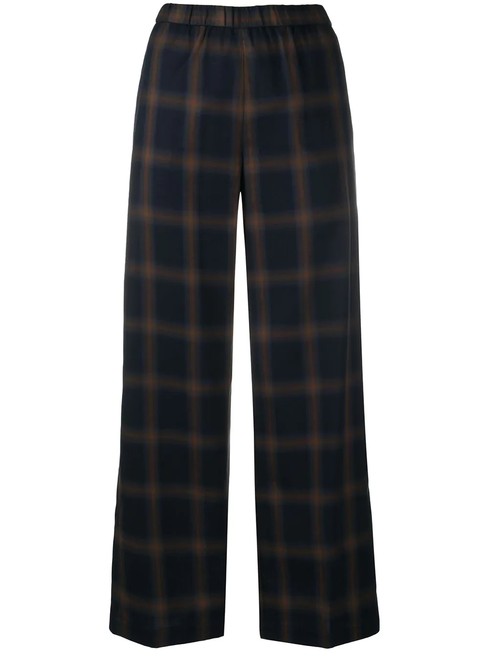 plaid wide-leg trousers - 1