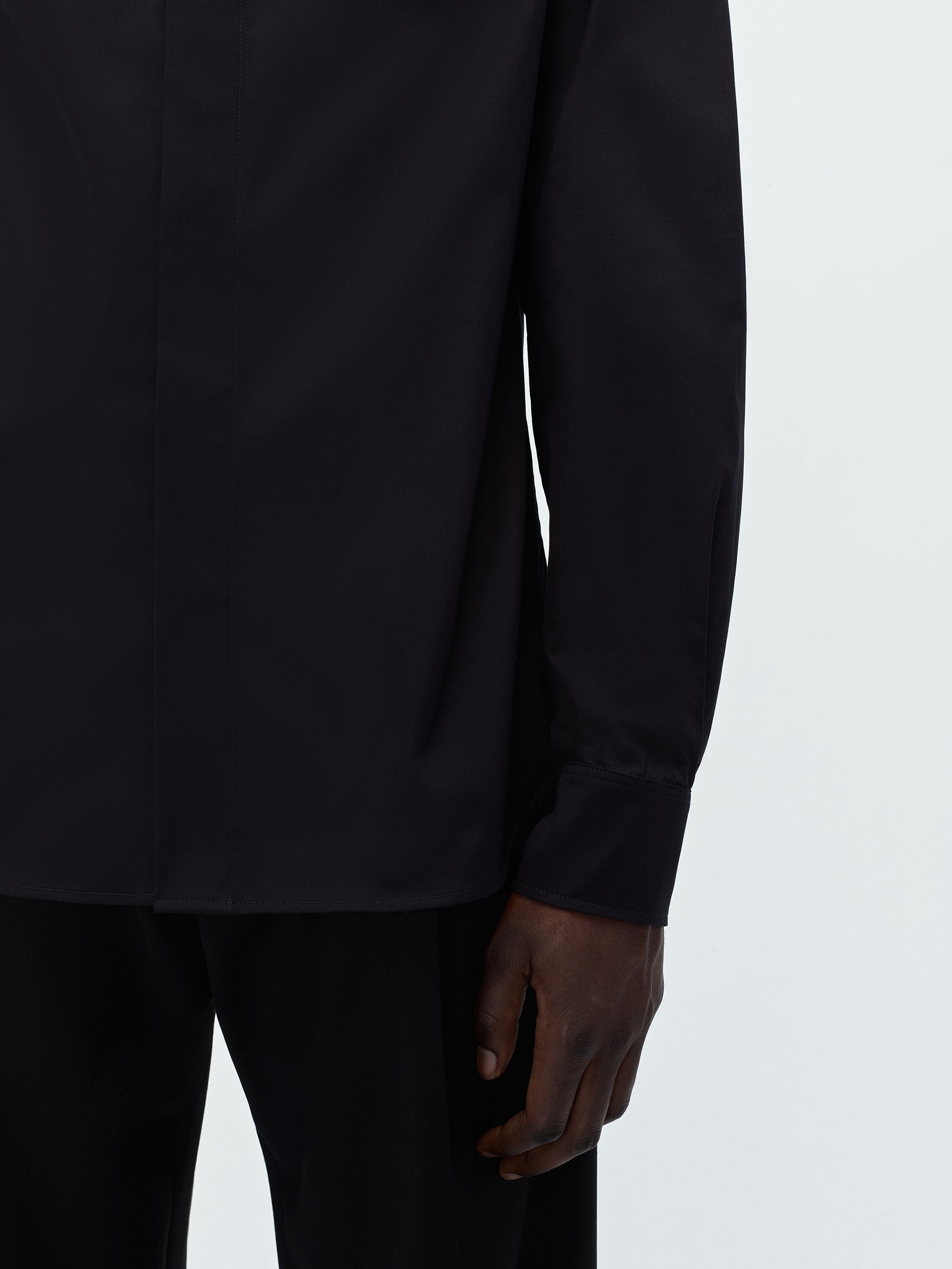 MANDARIN POPLIN SHIRT-BLACK - 7