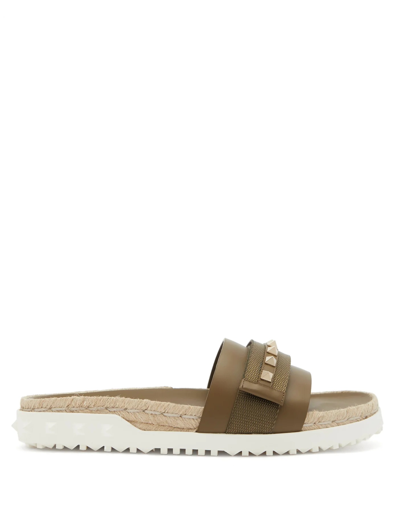 Rockstud espadrille leather slides - 1