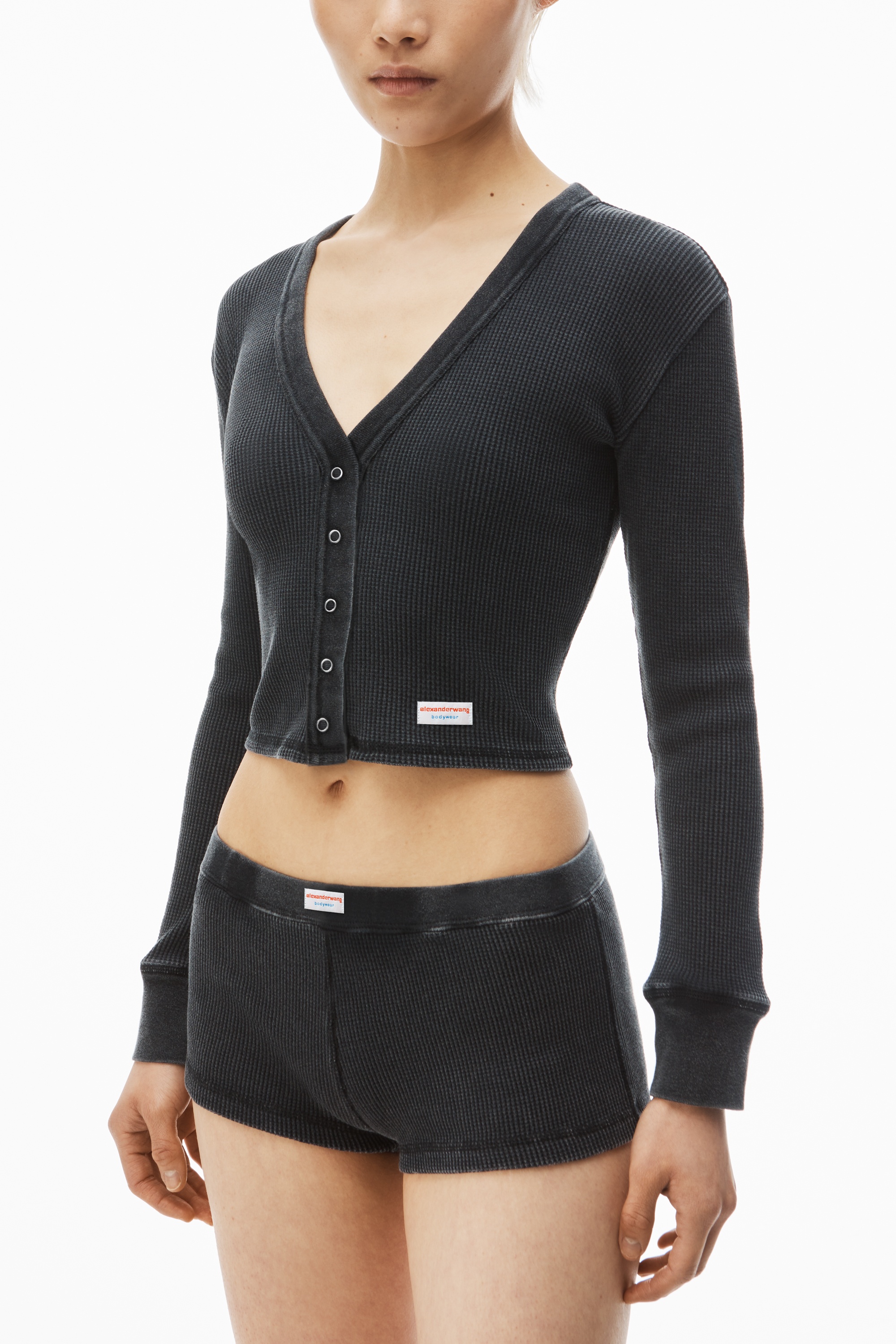 cardigan in waffle-knit cotton stretch - 3