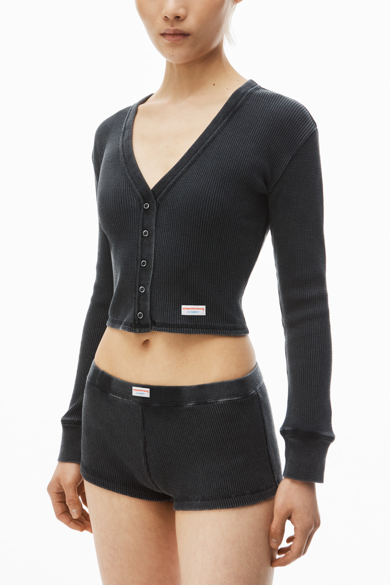 cardigan in waffle-knit cotton stretch 3